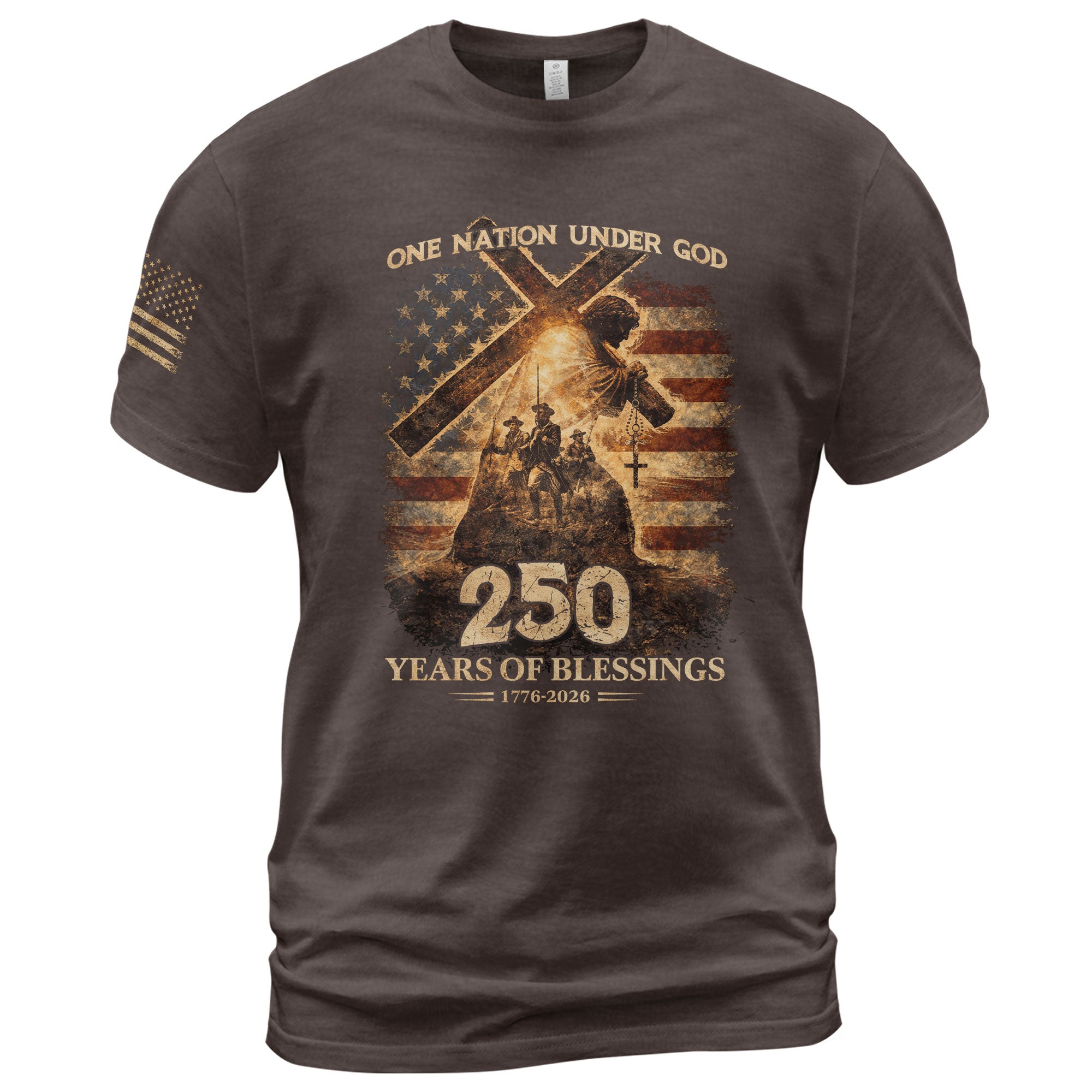 USA 250th Anniversary Shirt – 1776-2026 One Nation Under God 250 Years of Blessings Patriotic Christian Tee - Rust Field Wear