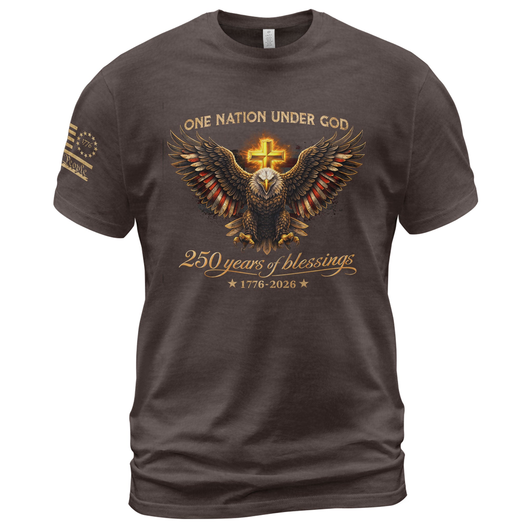 USA 250th Anniversary Eagle Shirt – 1776-2026 One Nation Under God 250 Years of Blessings Christian Patriotic Tee - Rust Field Wear