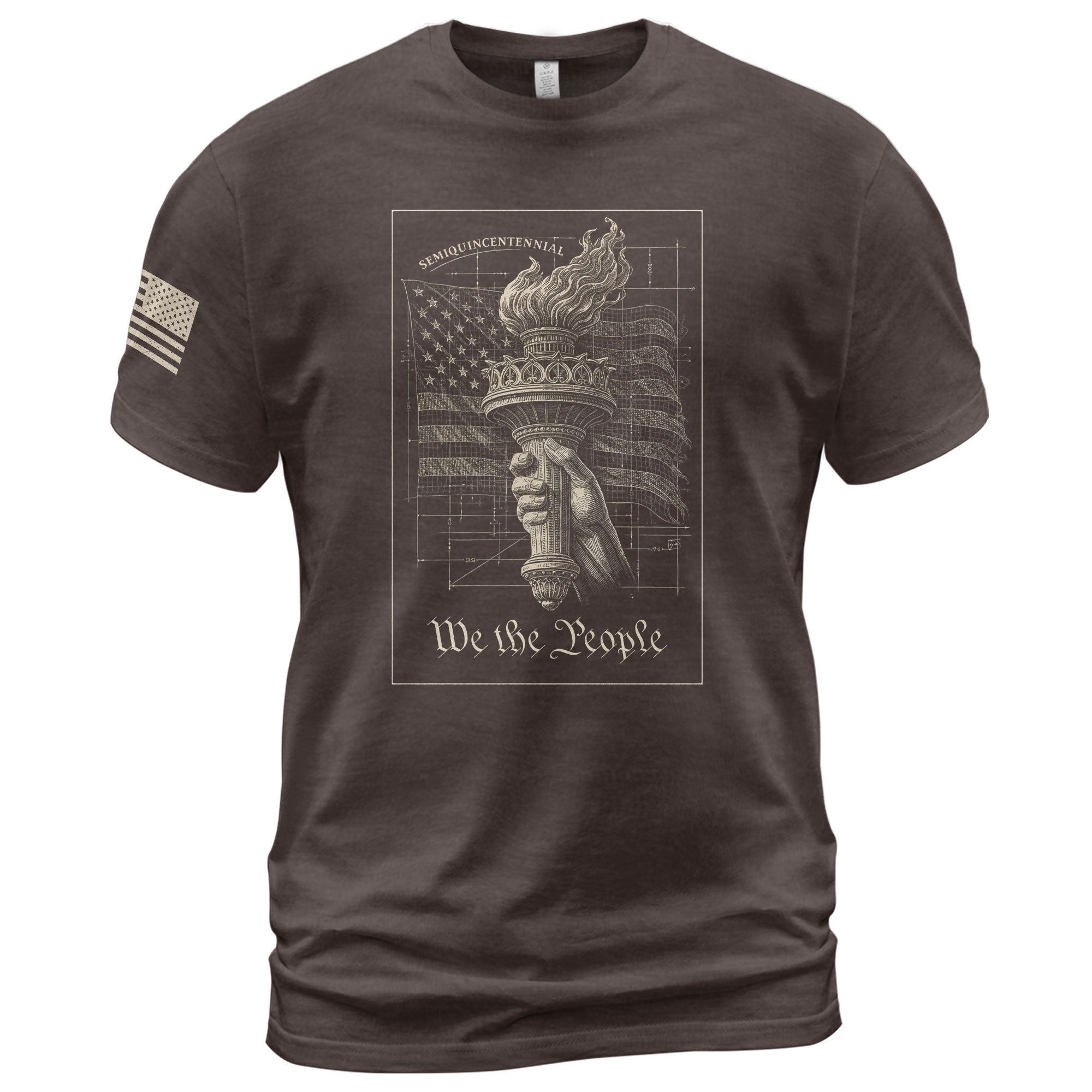 America 250th Anniversary T-Shirt 1776-2026 – We The People Torch & Liberty Flag Tee - Rust Field Wear