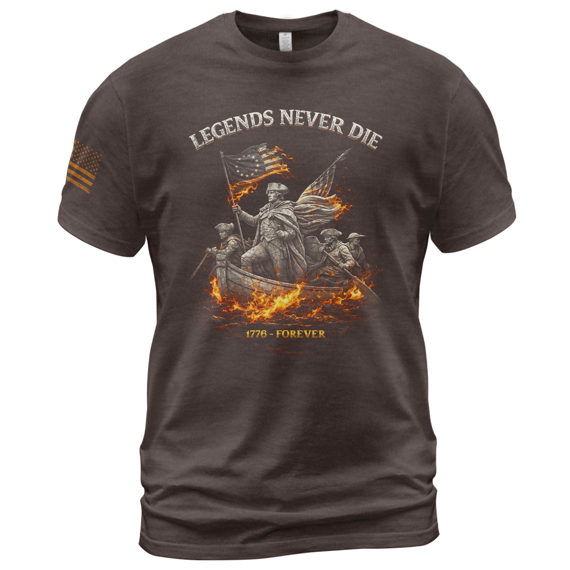America 250th Anniversary T-Shirt 1776-2026 – Legends Never Die George Washington Retro Tee - Rust Field Wear