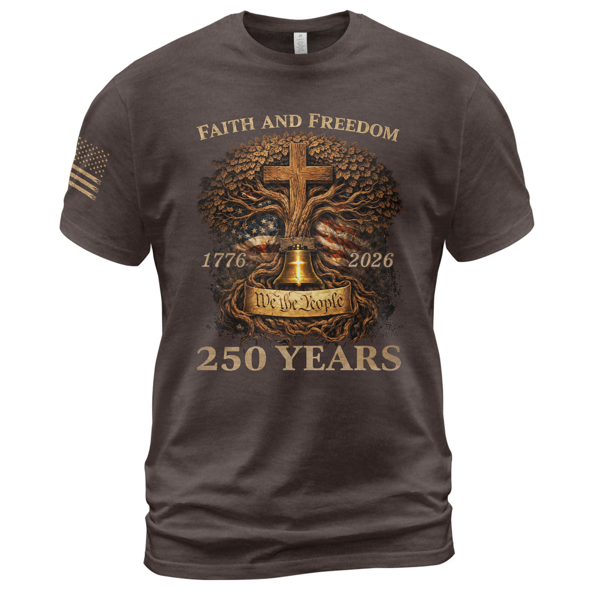 America 250th Anniversary T-Shirt 1776-2026 – Christian Tree of Life Faith & Freedom Tee - Rust Field Wear