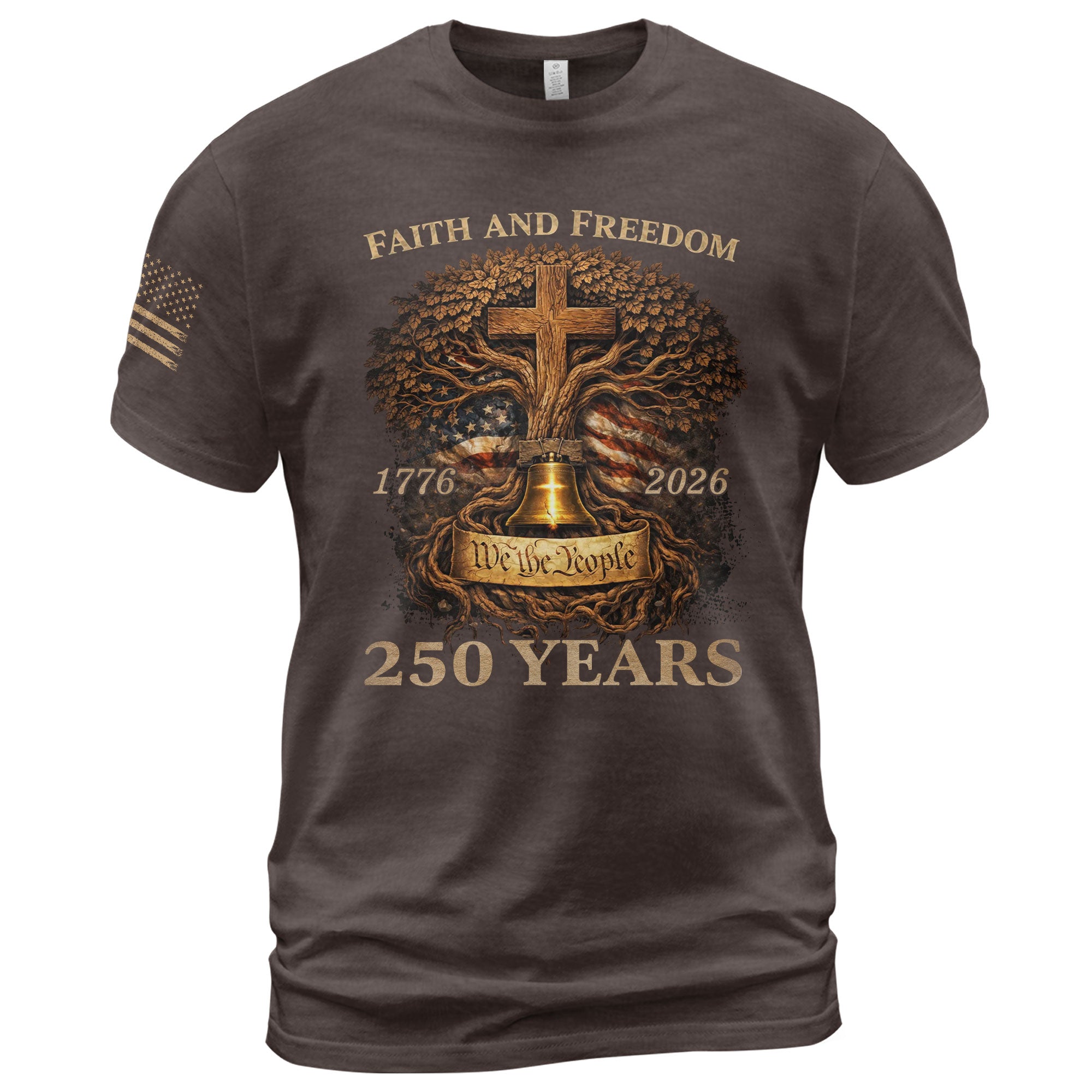 America 250th Anniversary T-Shirt 1776-2026 – Christian Tree of Life Faith & Freedom Tee - Rust Field Wear