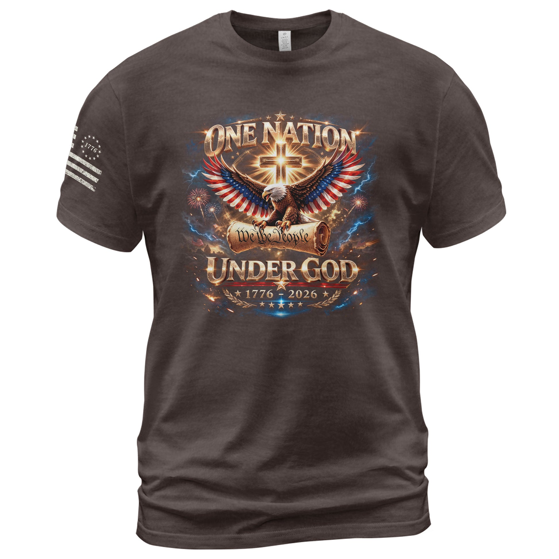 America 250th Anniversary 1776-2026 T-Shirt – We The People Eagle Cross & Constitution One Nation Under God Bootleg Shirt - Rust Field Wear
