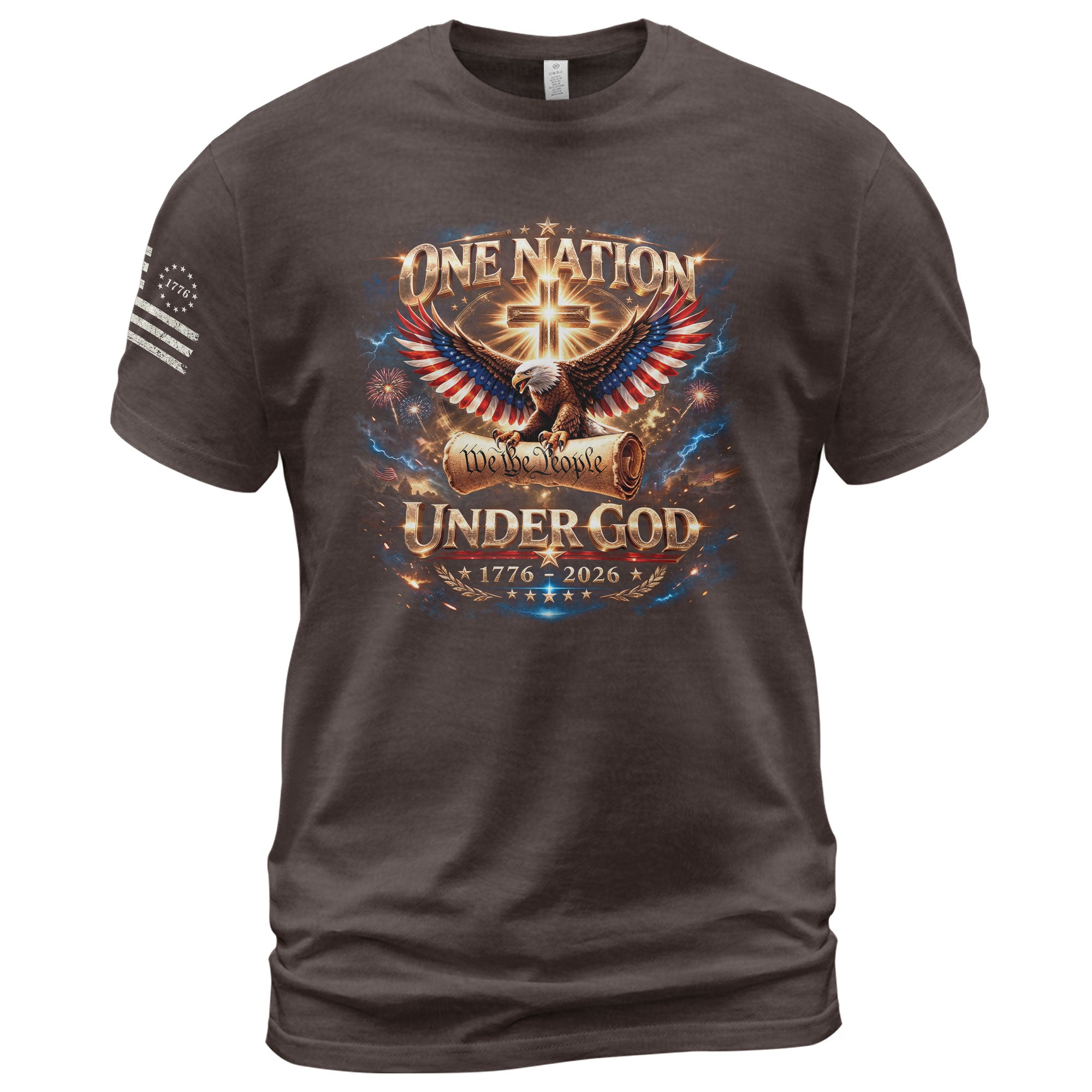 America 250th Anniversary 1776-2026 T-Shirt – We The People Eagle Cross & Constitution One Nation Under God Bootleg Shirt - Rust Field Wear