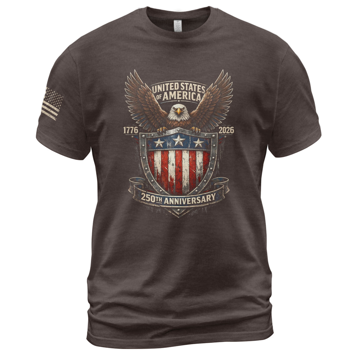 America 250th Anniversary T-Shirt 1776-2026 – Eagle Shield Heritage Tee - Rust Field Wear