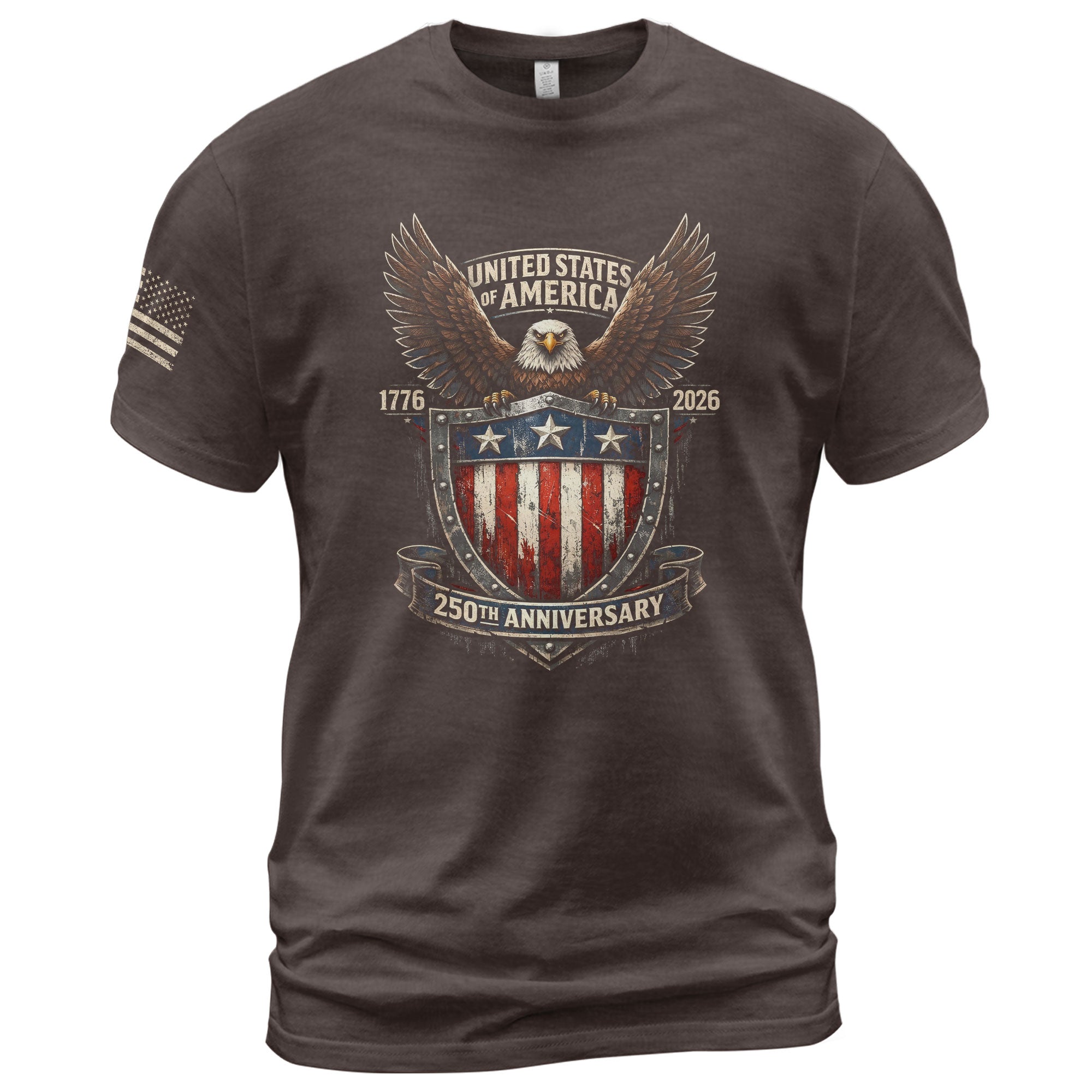 America 250th Anniversary T-Shirt 1776-2026 – Eagle Shield Heritage Tee - Rust Field Wear