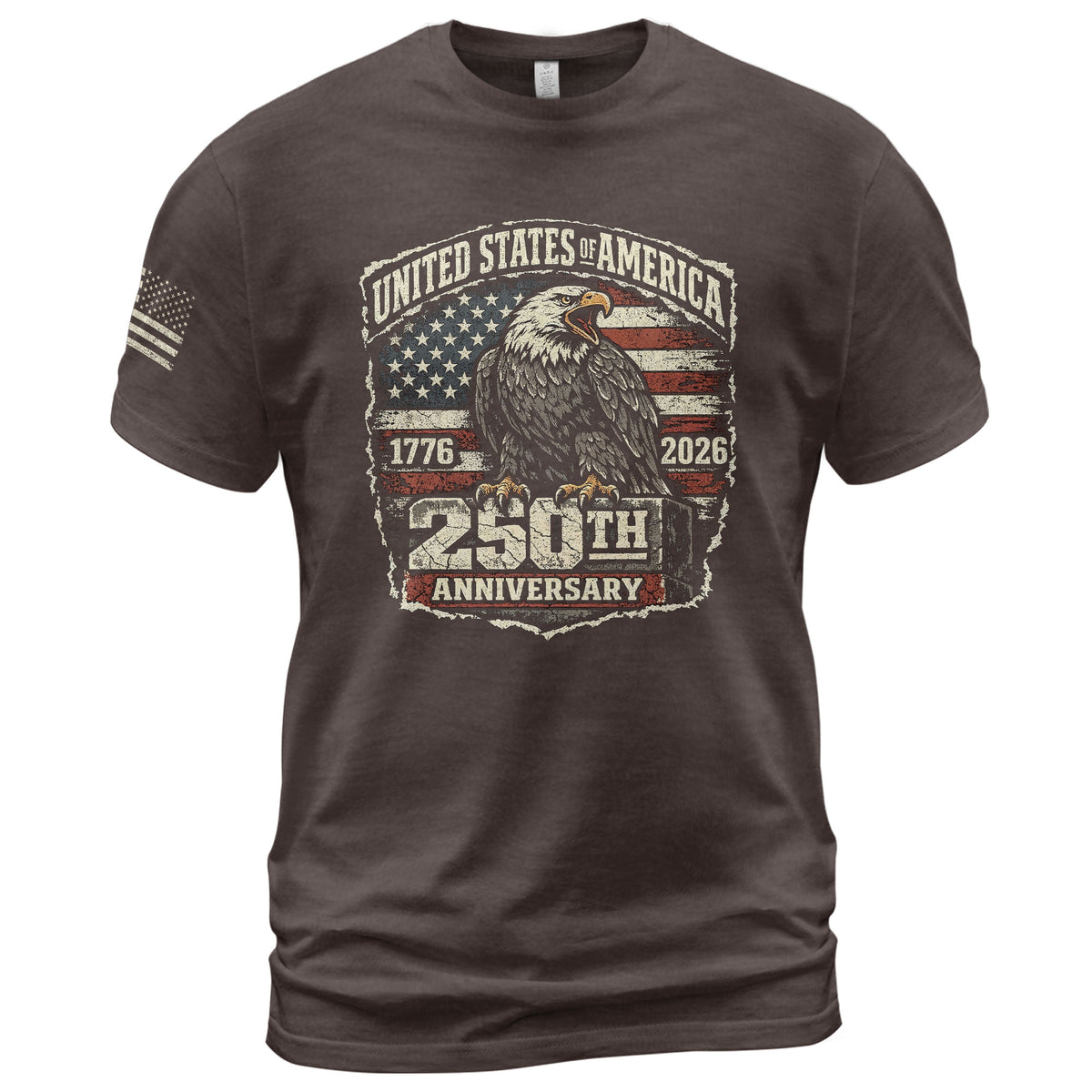 America 250th Anniversary T-Shirt 1776-2026 – USA Patriotic Eagle Legacy Tee - Rust Field Wear