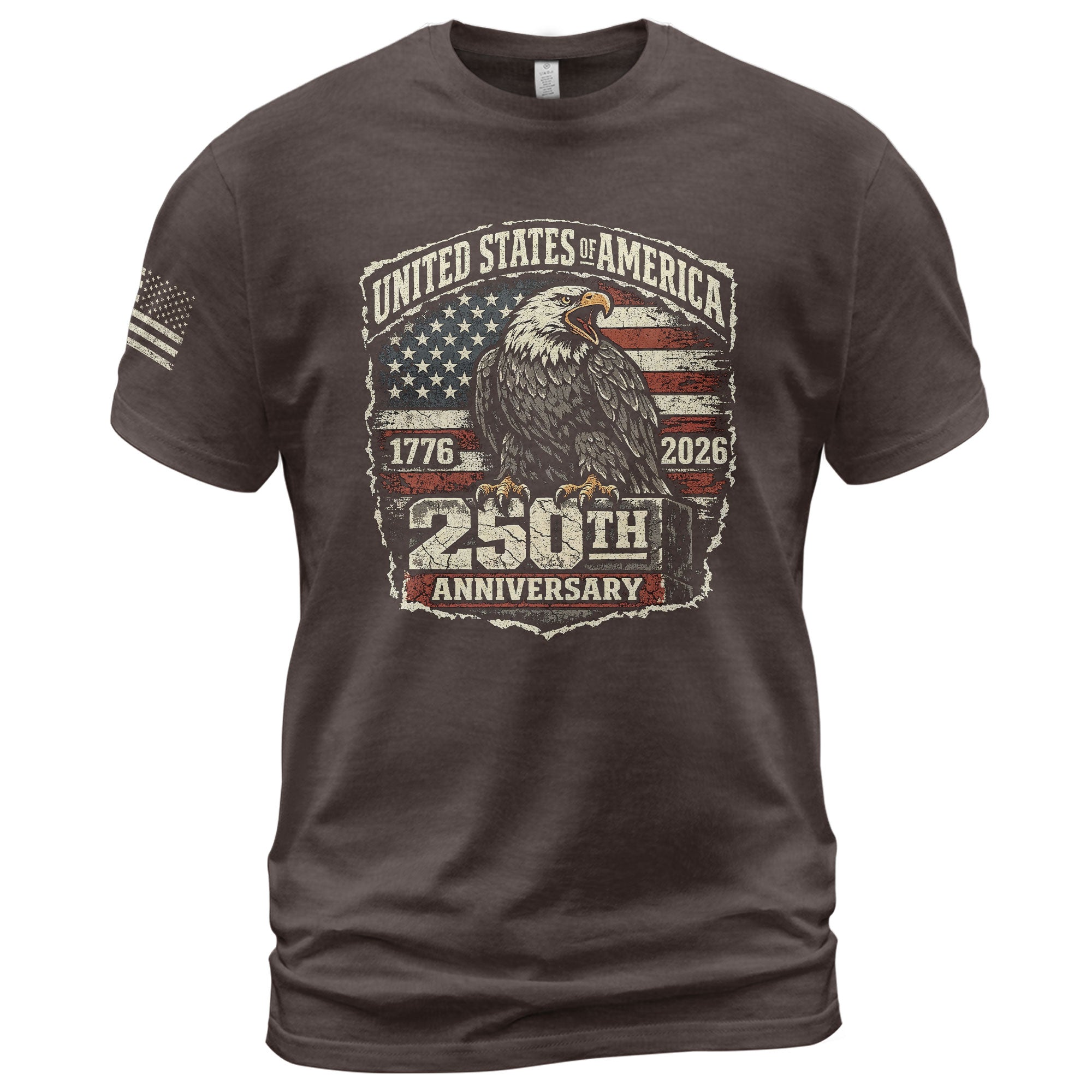 America 250th Anniversary T-Shirt 1776-2026 – USA Patriotic Eagle Legacy Tee - Rust Field Wear