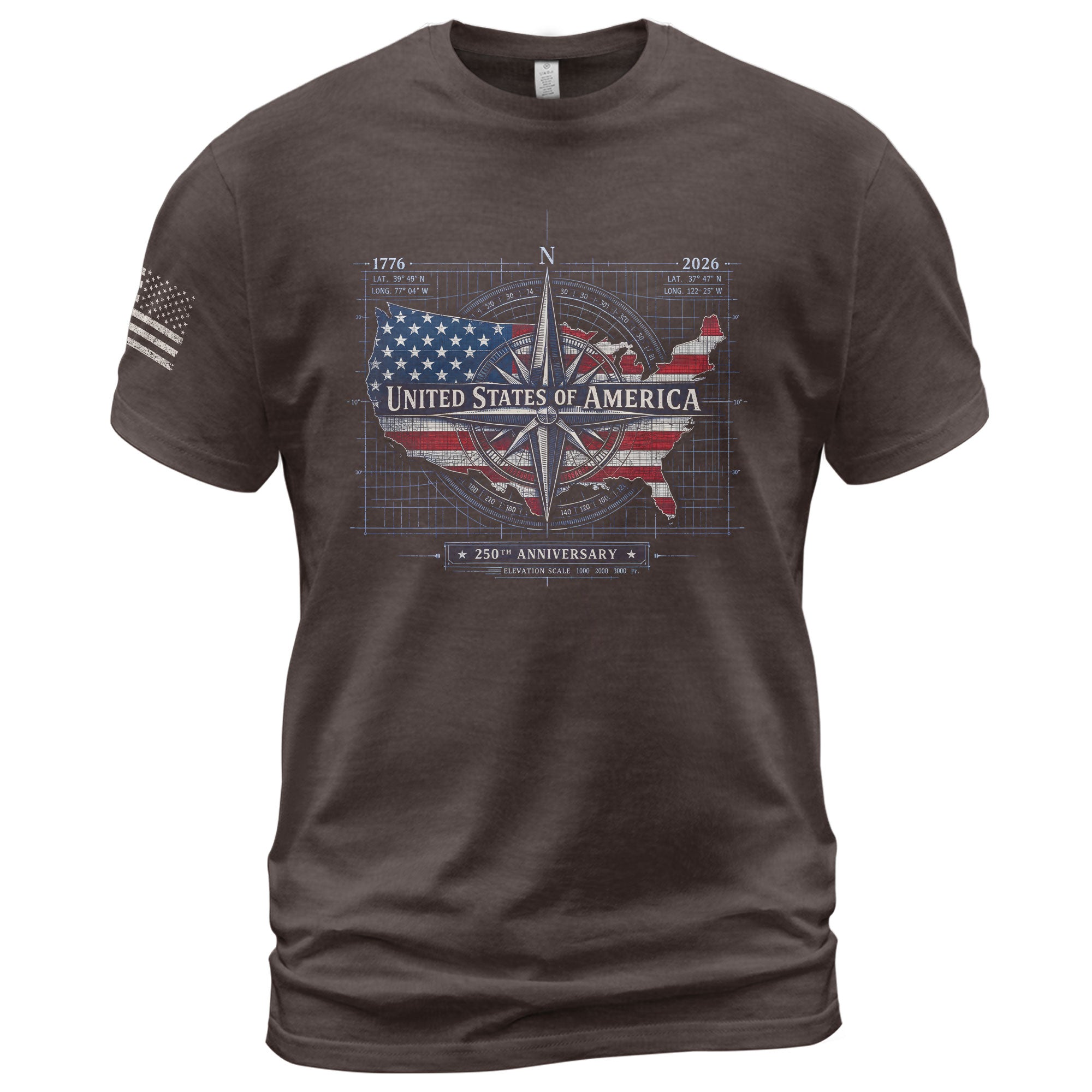 250th Anniversary USA Shirt 1776-2026 – Patriotic US Flag Freedom Tee, American Birthday Mens T-Shirt - Rust Field Wear