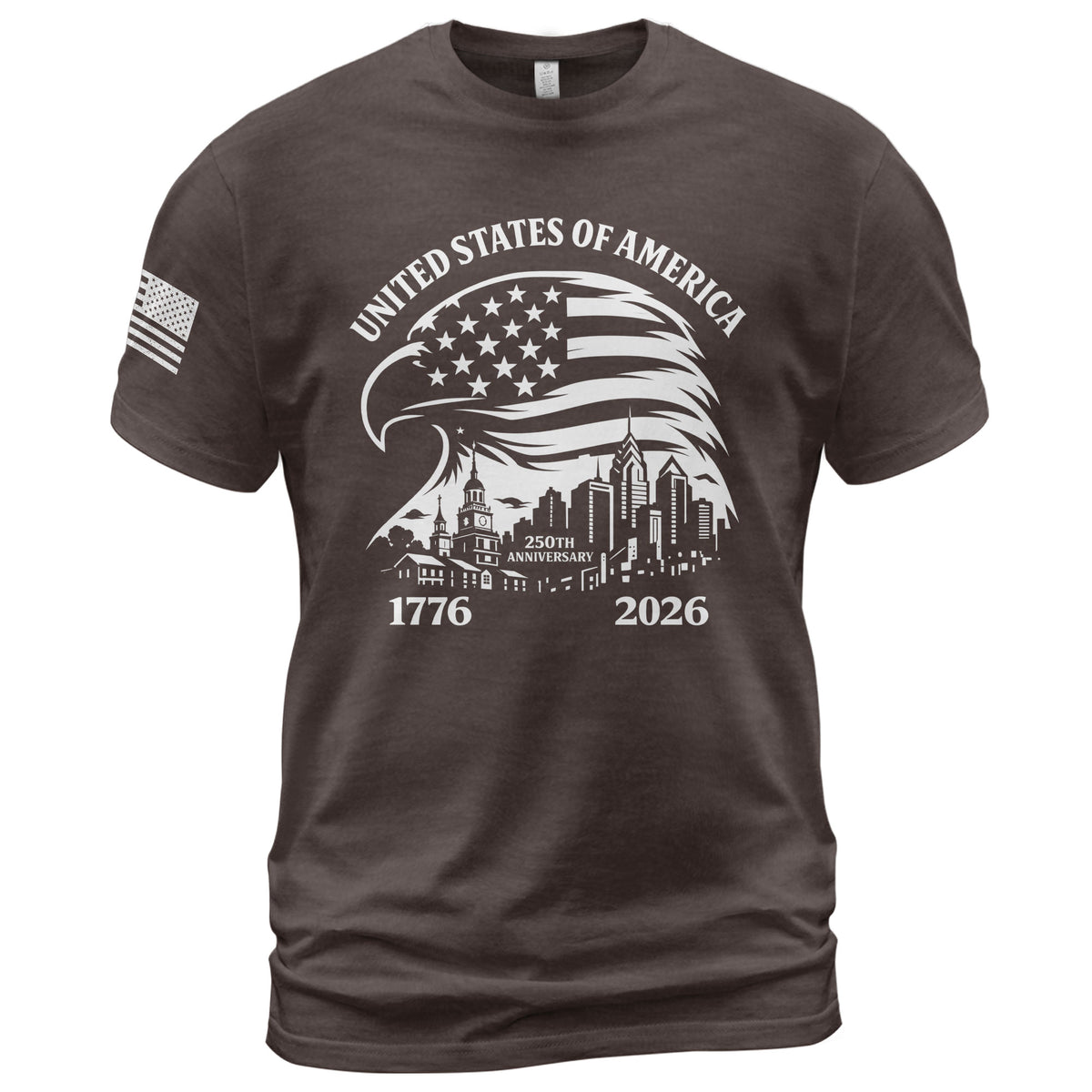 USA 250th Anniversary 1776-2026 T-Shirt – Eagle & American Flag Patriotic Freedom Mens Shirt - Rust Field Wear