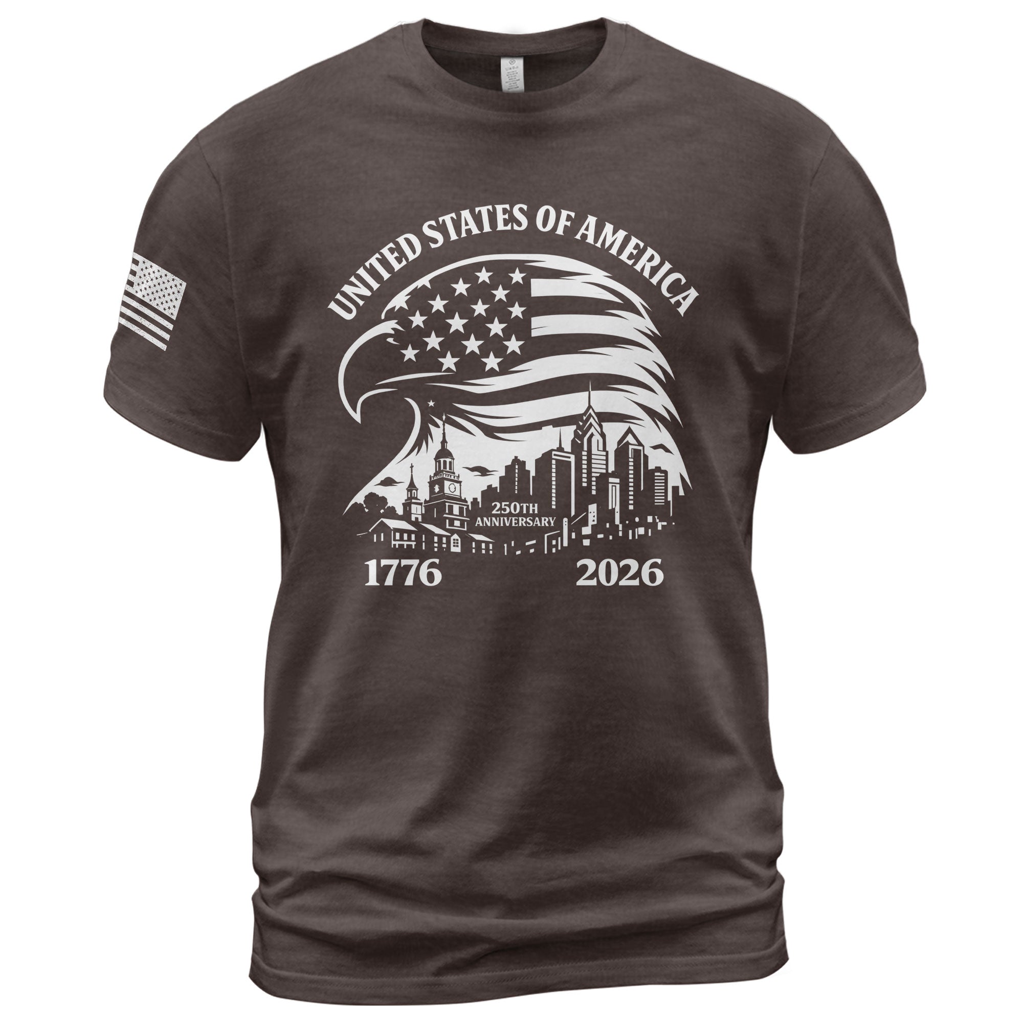 USA 250th Anniversary 1776-2026 T-Shirt – Eagle & American Flag Patriotic Freedom Mens Shirt - Rust Field Wear