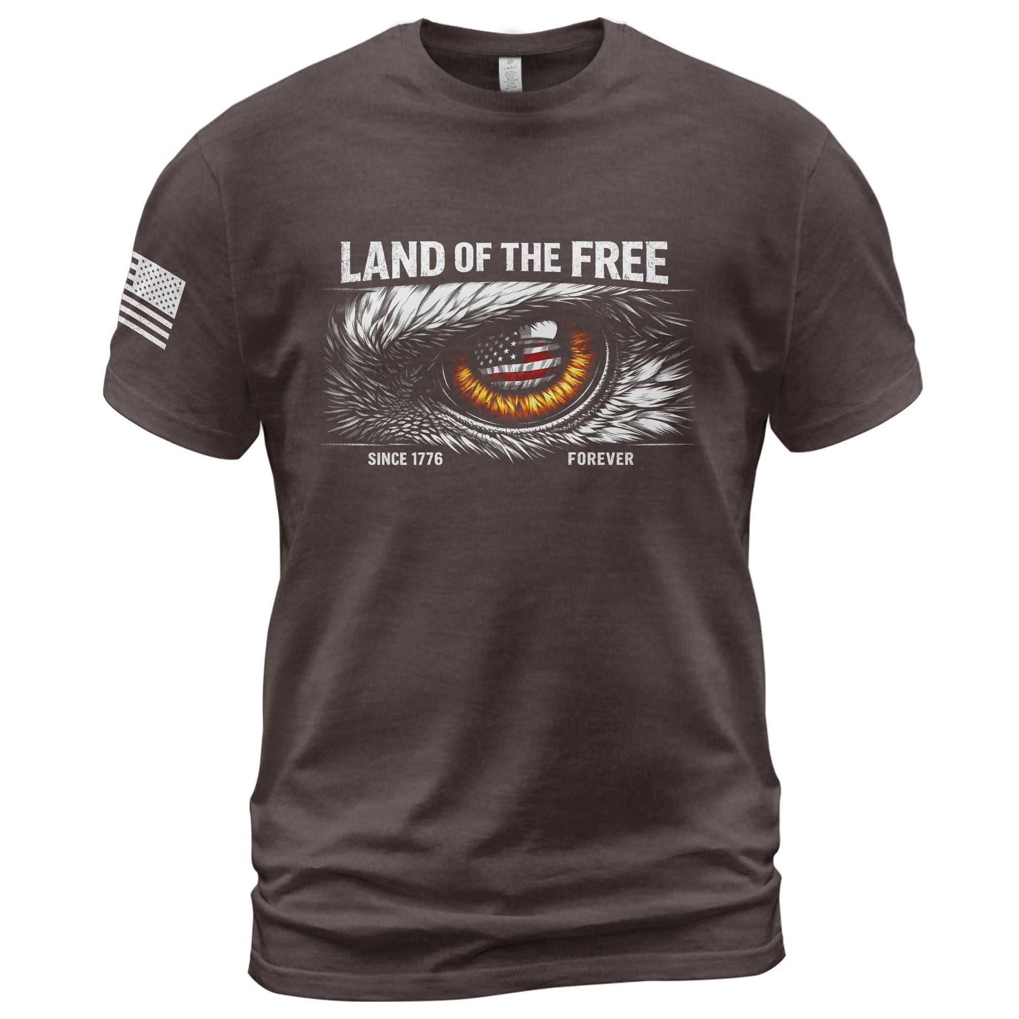 250 Years of Freedom 1776-2026 Patriotic T-Shirt – Eagle Eye & American Flag USA Mens Shirt - Rust Field Wear