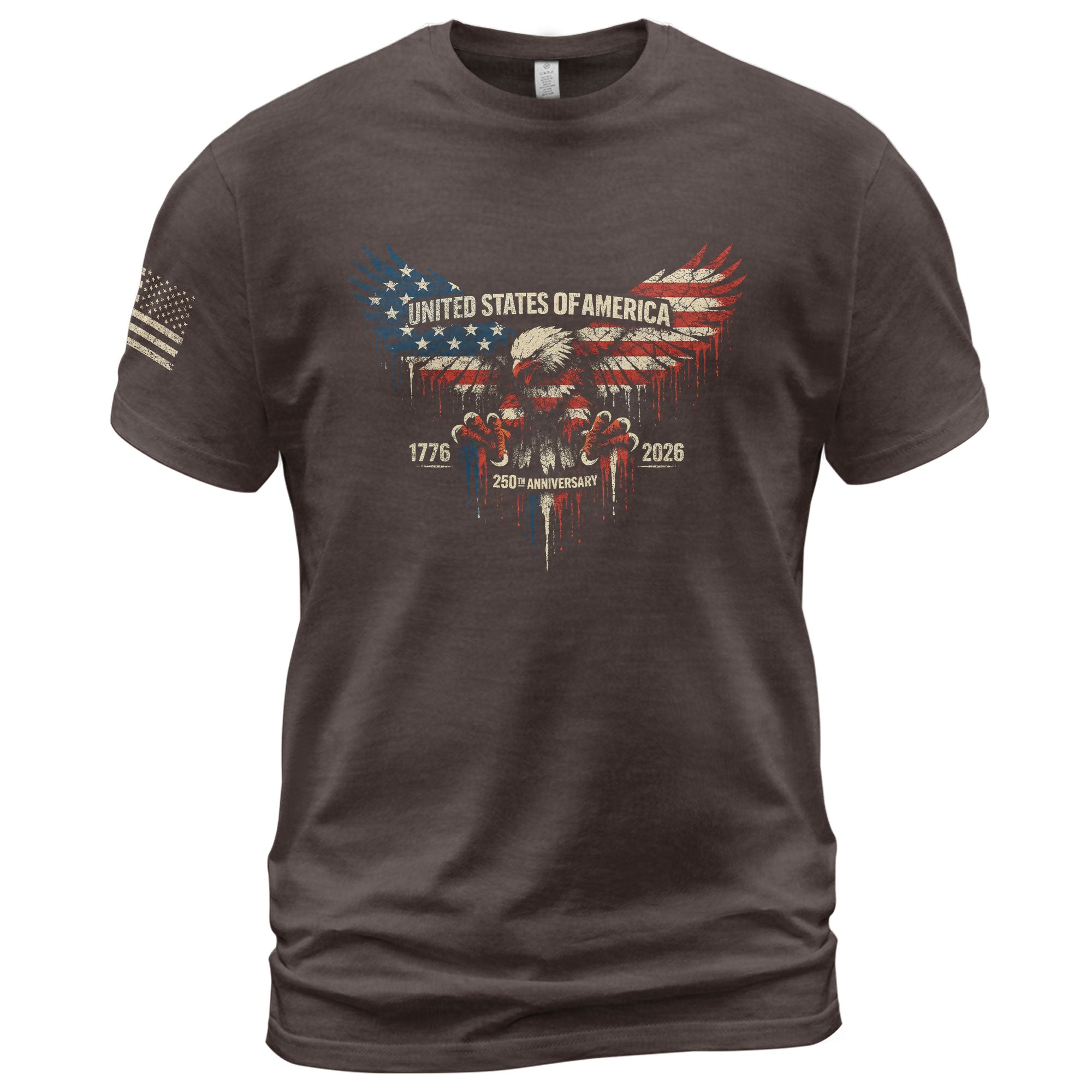 America 250th Anniversary 1776-2026 T-Shirt – USA Flag & Eagle Patriotic 250 Years of Freedom Tee - Rust Field Wear