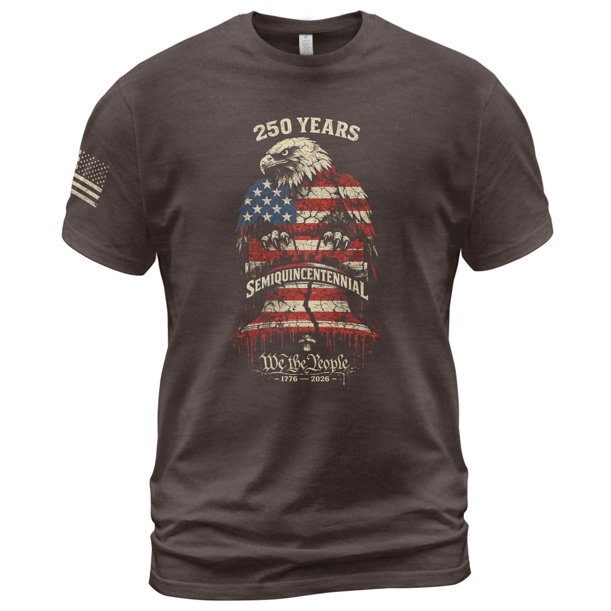 1776-2026 America 250th Anniversary T-Shirt – Liberty Bell & Eagle We The People Patriotic Mens Tee - Rust Field Wear