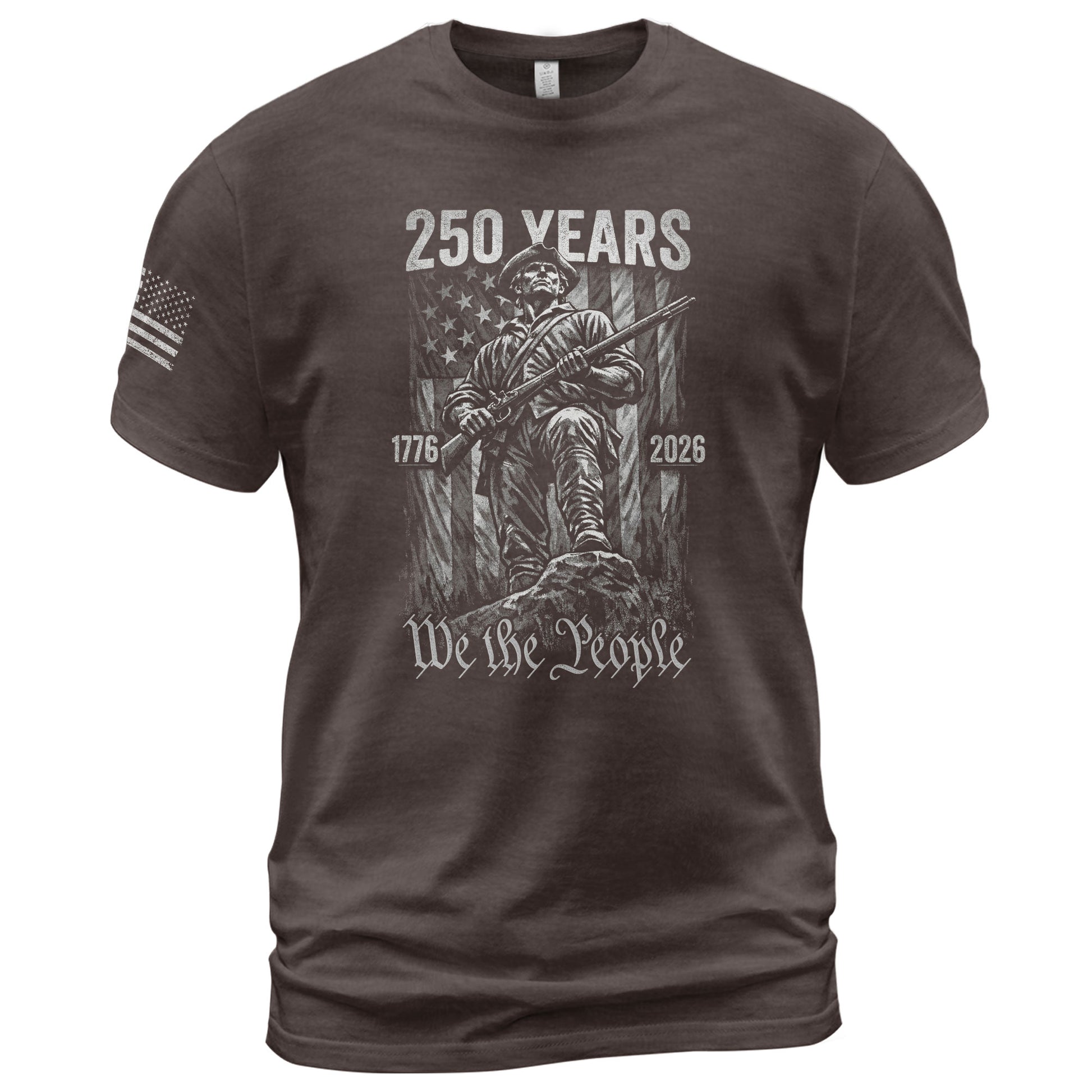 American Revolution 250th Anniversary 1776-2026 T-Shirt – We The People Minuteman Patriotic USA 250 Years Tee - Rust Field Wear