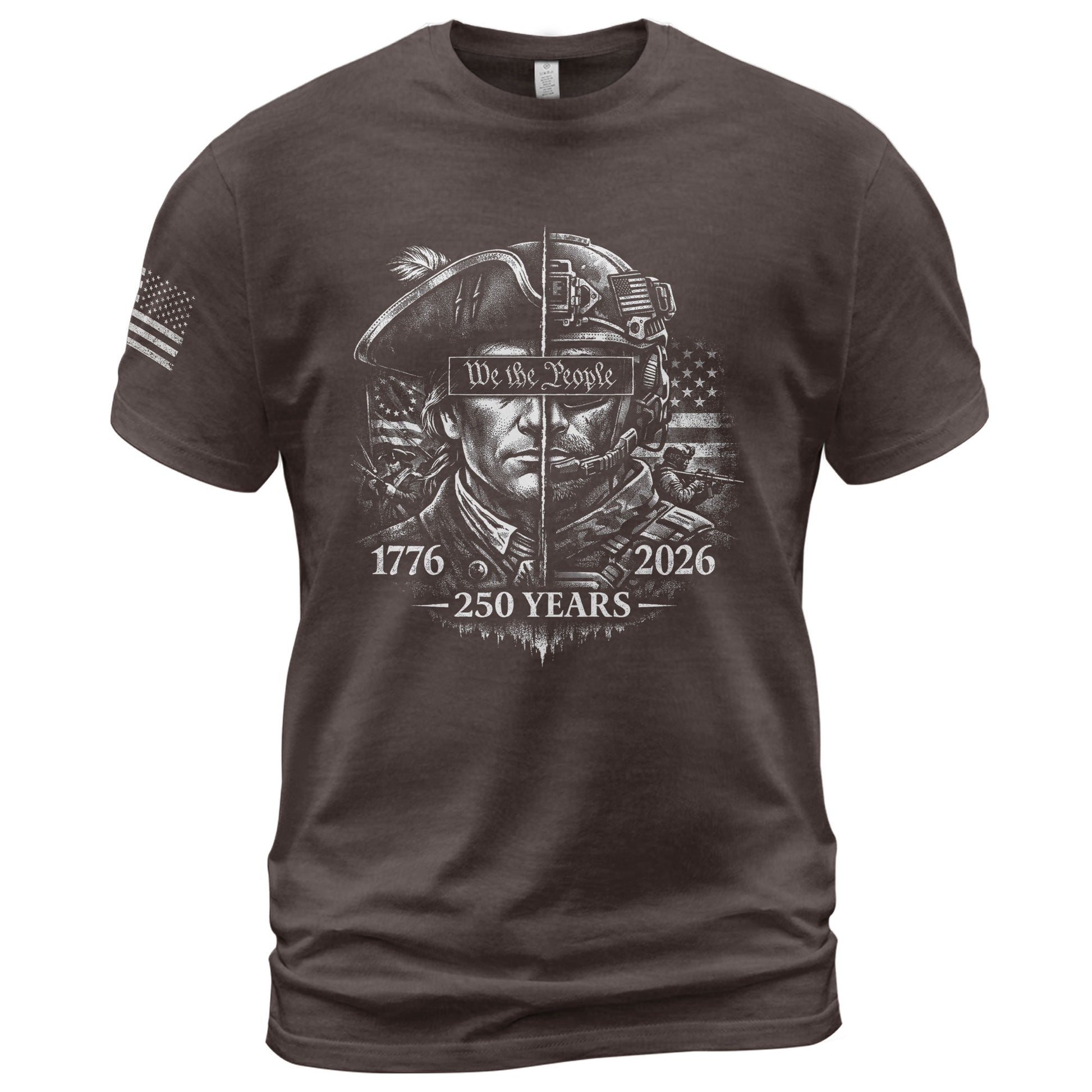 USA 250th Anniversary 1776-2026 T-Shirt – Revolutionary & Modern Soldier We The People Men's Shirt - Rust Field Wear