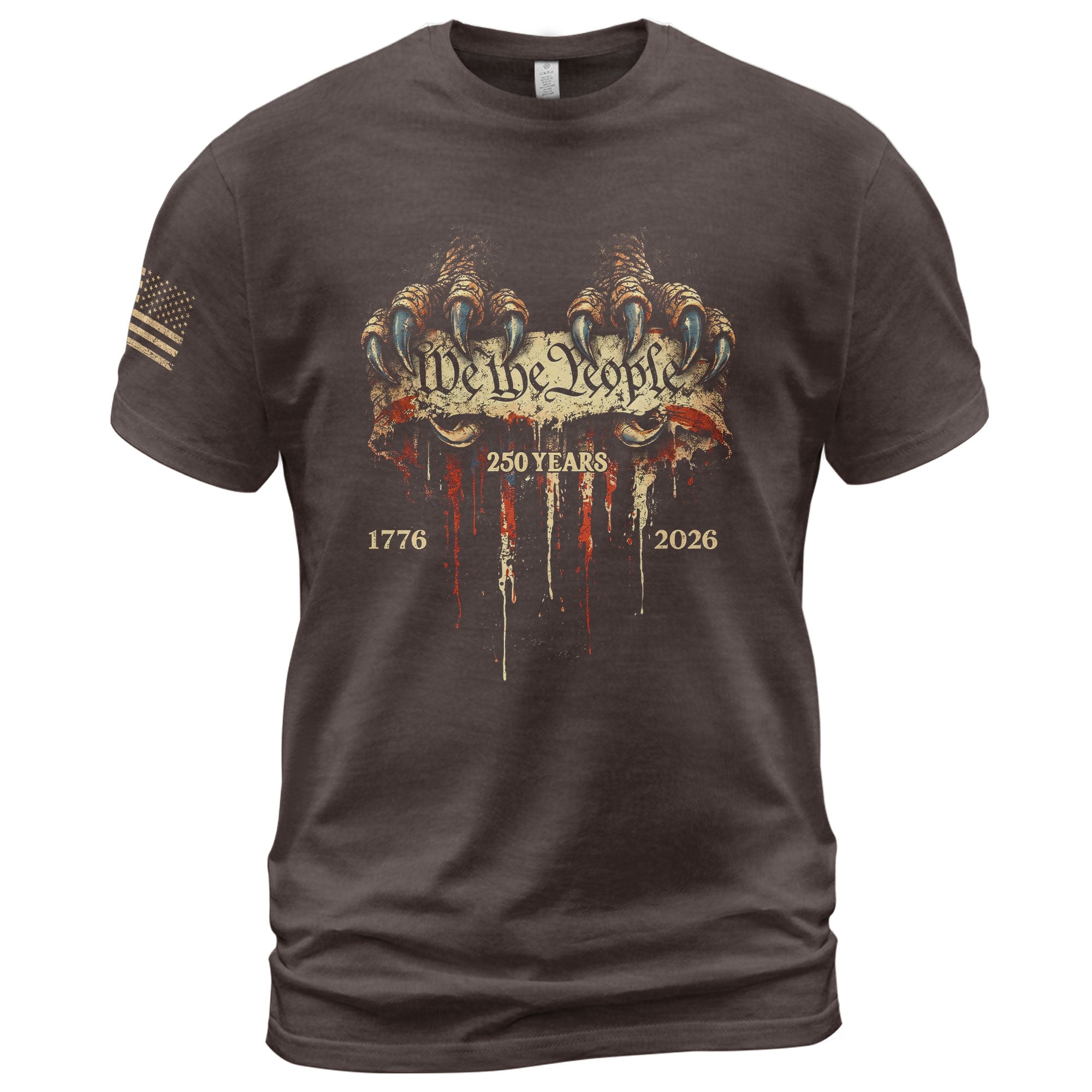 USA 250th Anniversary 1776-2026 T-Shirt – Patriotic Eagle Talons We The People America Tee - Rust Field Wear