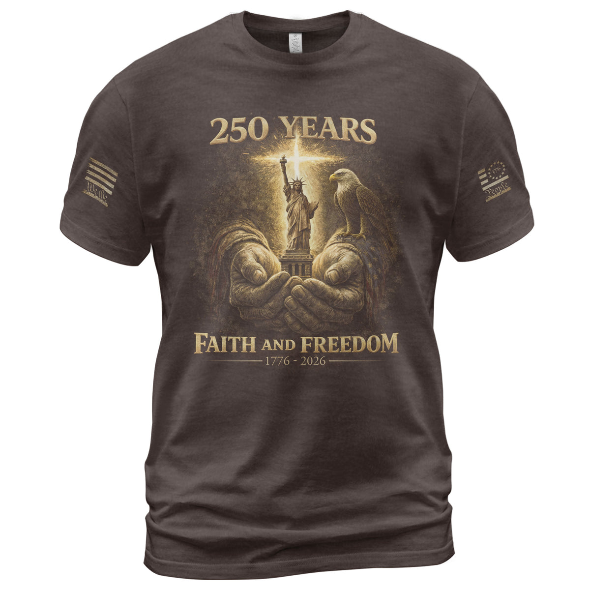 America 250th Anniversary T-Shirt 1776-2026 – God’s Hands, Liberty & Eagle Christian Tee - Rust Field Wear