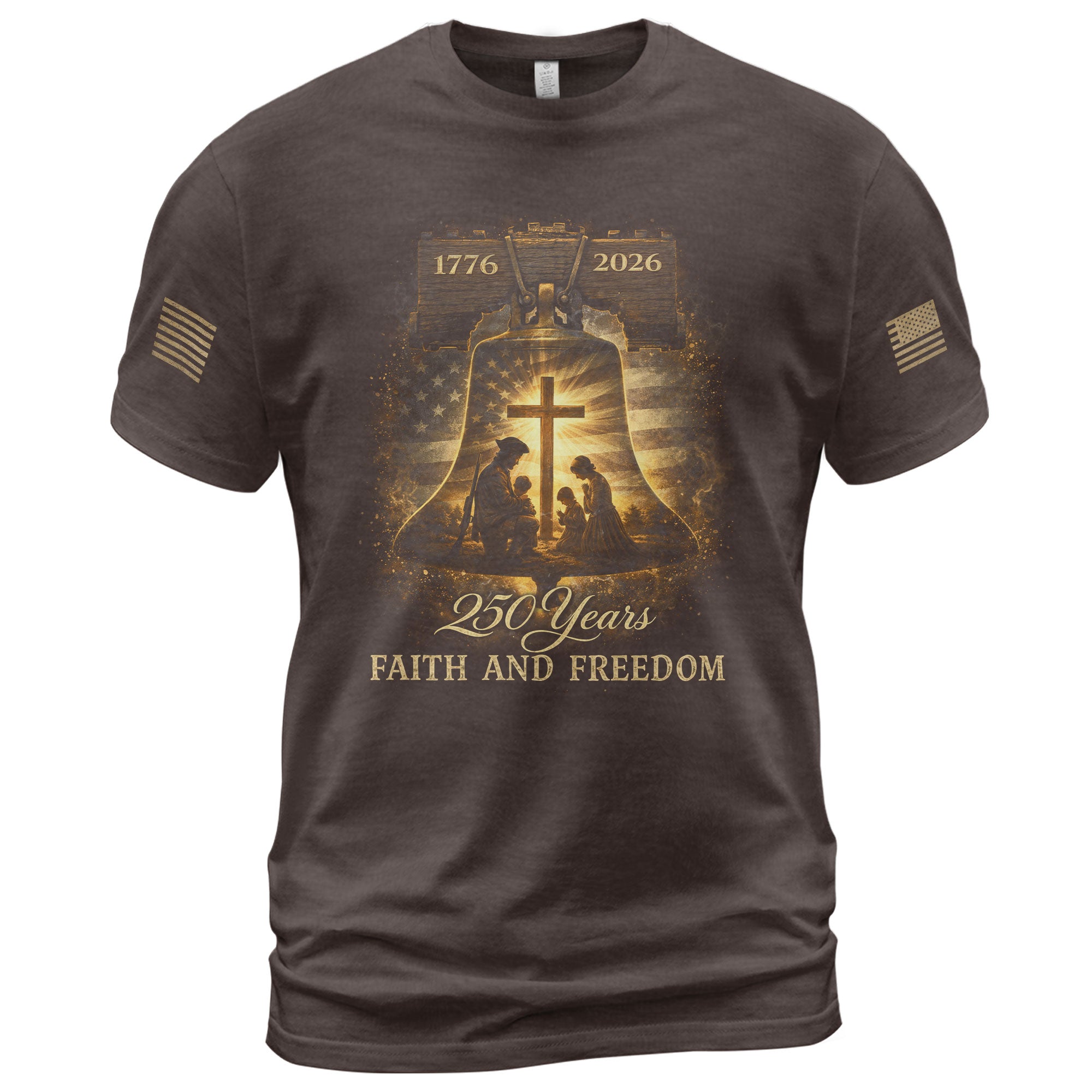 America 250th Anniversary Hoodie 1776-2026 – Family Prayer & Holy Cross Christian Hoodie - Rust Field Wear