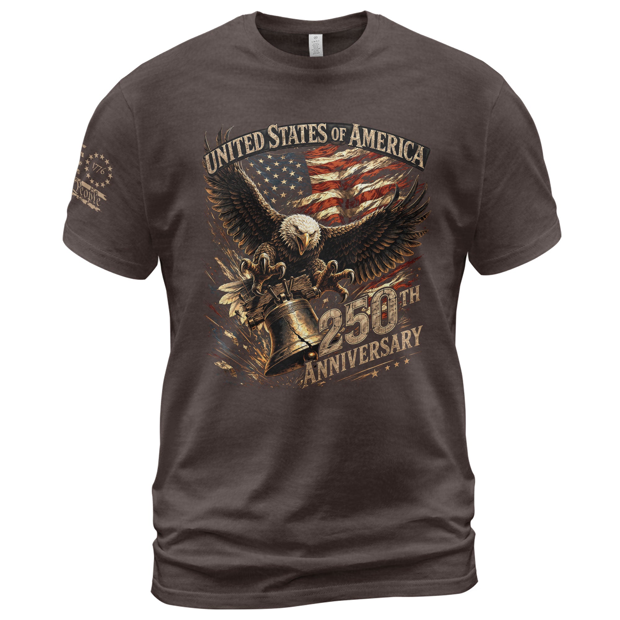 USA Patriotic 250th Anniversary Eagle Liberty Bell T-Shirt - Rust Field Wear