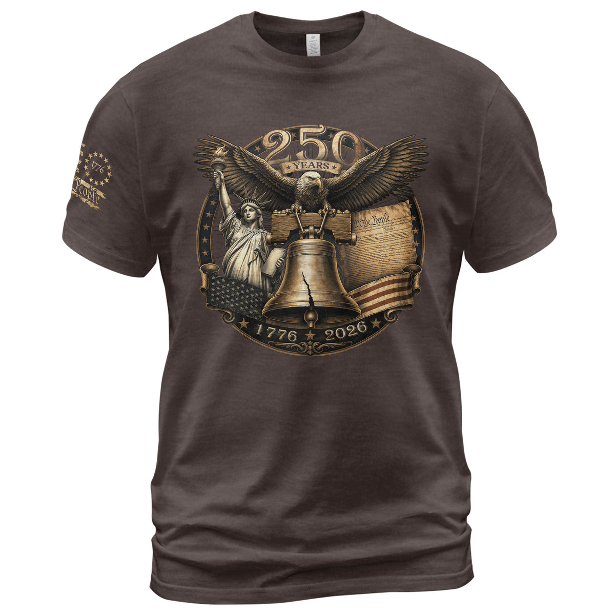 Liberty Bell Statue of Liberty T-Shirt - Patriotic 250 Years Heritage Tee - Rust Field Wear