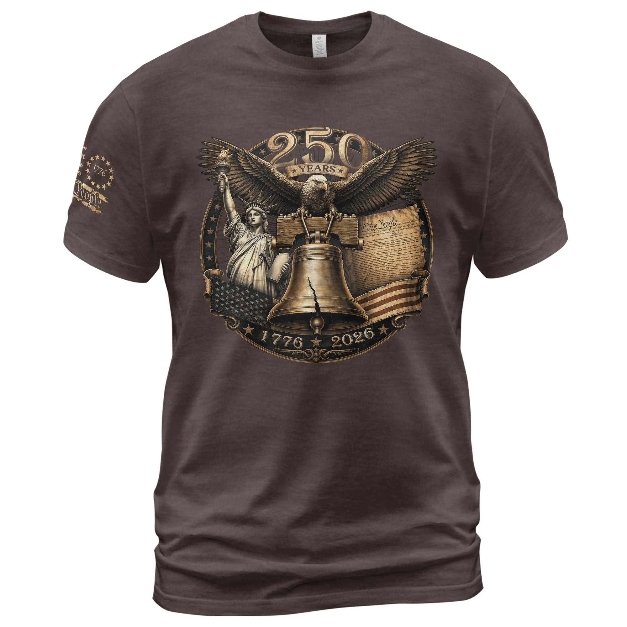 Liberty Bell Statue of Liberty T-Shirt - Patriotic 250 Years Heritage Tee - Rust Field Wear