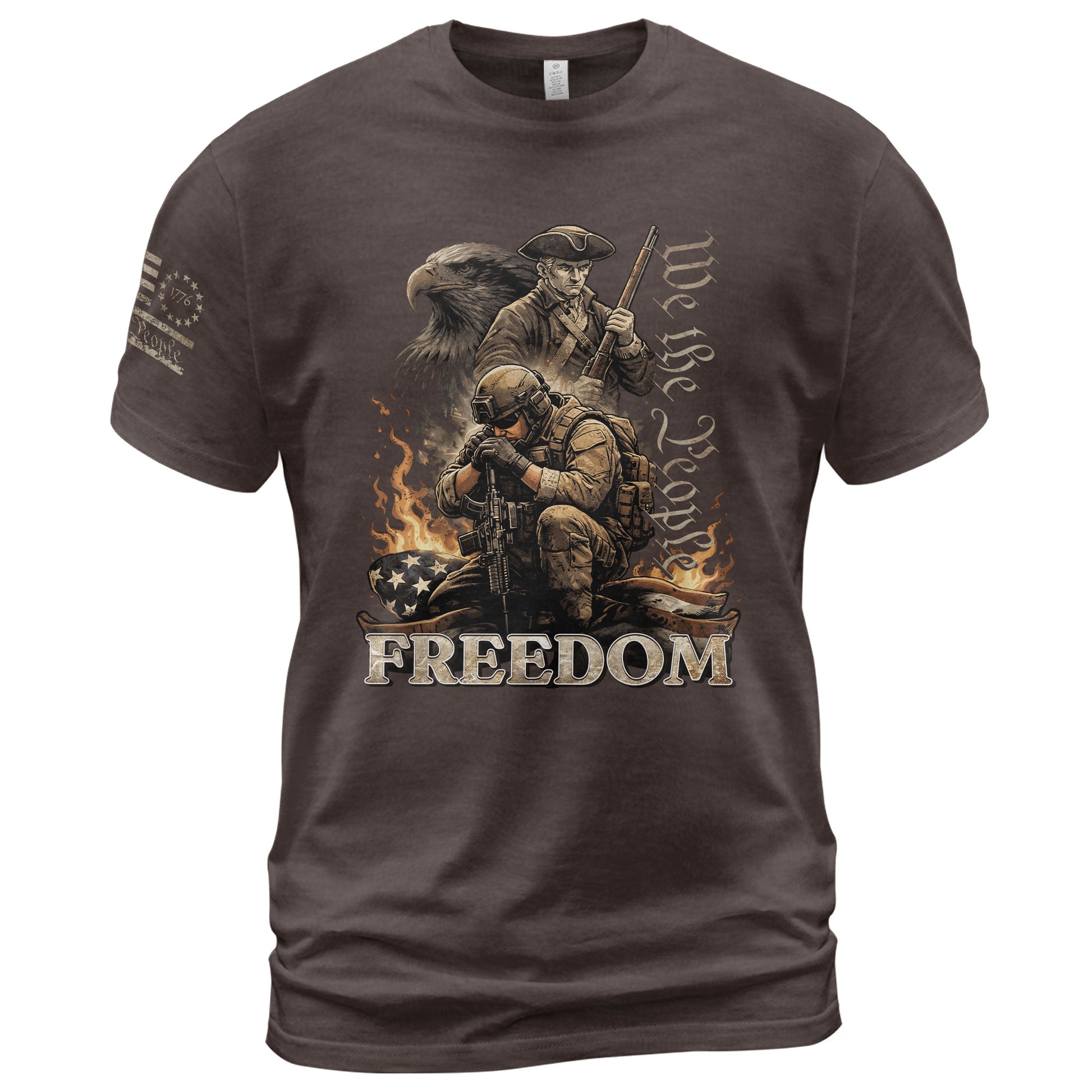 We The People Military Veteran Patriotic Eagle Flag - Freedom Shirts for Men, Patriotic T Shirts - Rust Field Wear