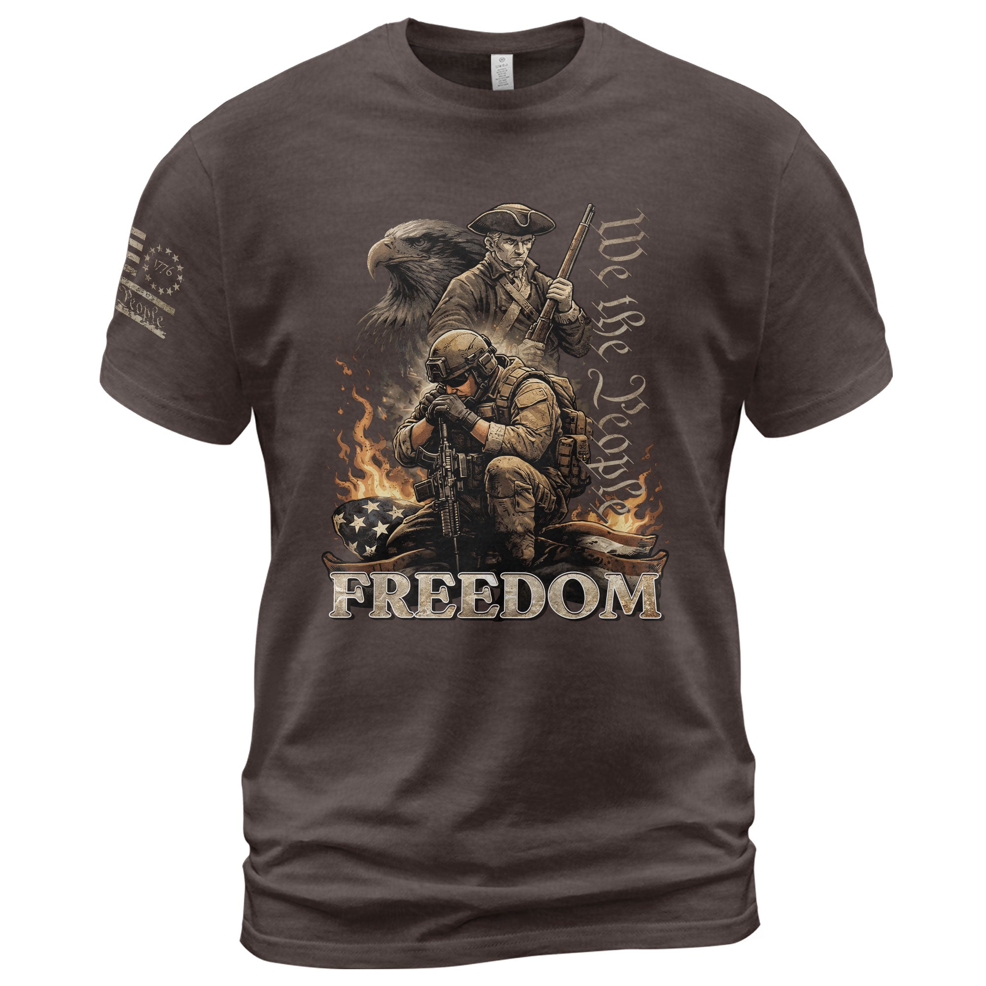 We The People Military Veteran Patriotic Eagle Flag - Freedom Shirts for Men, Patriotic T Shirts - Rust Field Wear