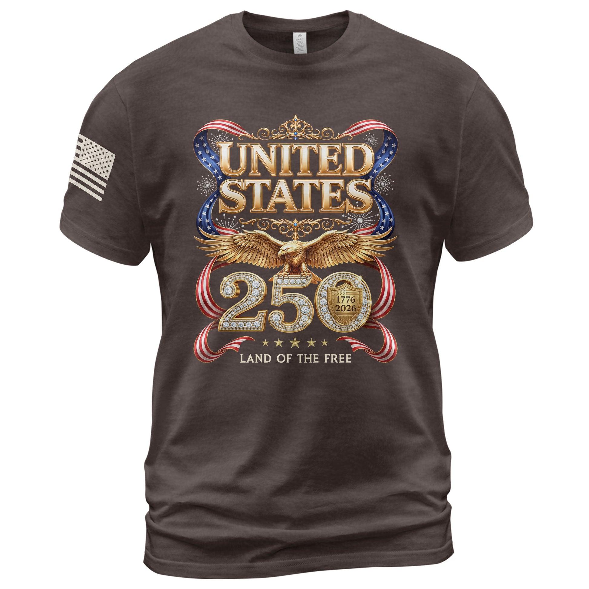 1776-2026 250th Anniversary T-Shirt - United States Golden Eagle Luxury Graphic - Rust Field Wear