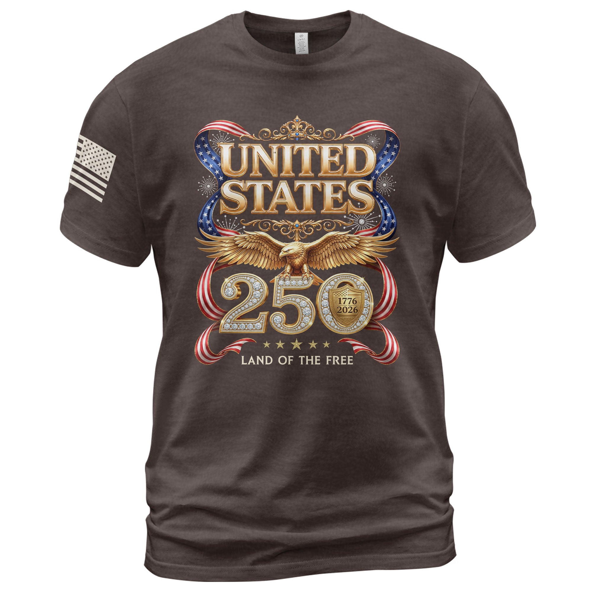 1776-2026 250th Anniversary T-Shirt - United States Golden Eagle Luxury Graphic - Rust Field Wear