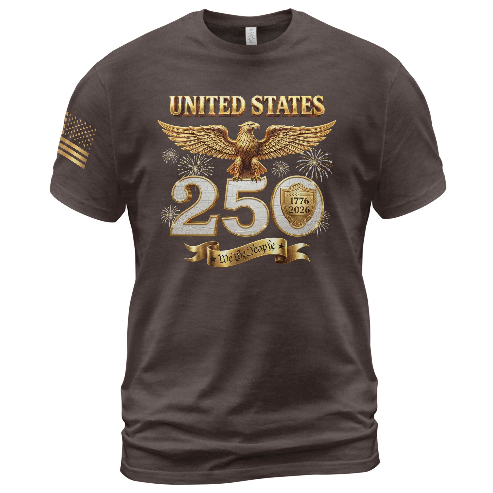 Patriotic 250 Years T-Shirt 1776-2026 - United States Golden Eagle Anniversary Shirt - Rust Field Wear