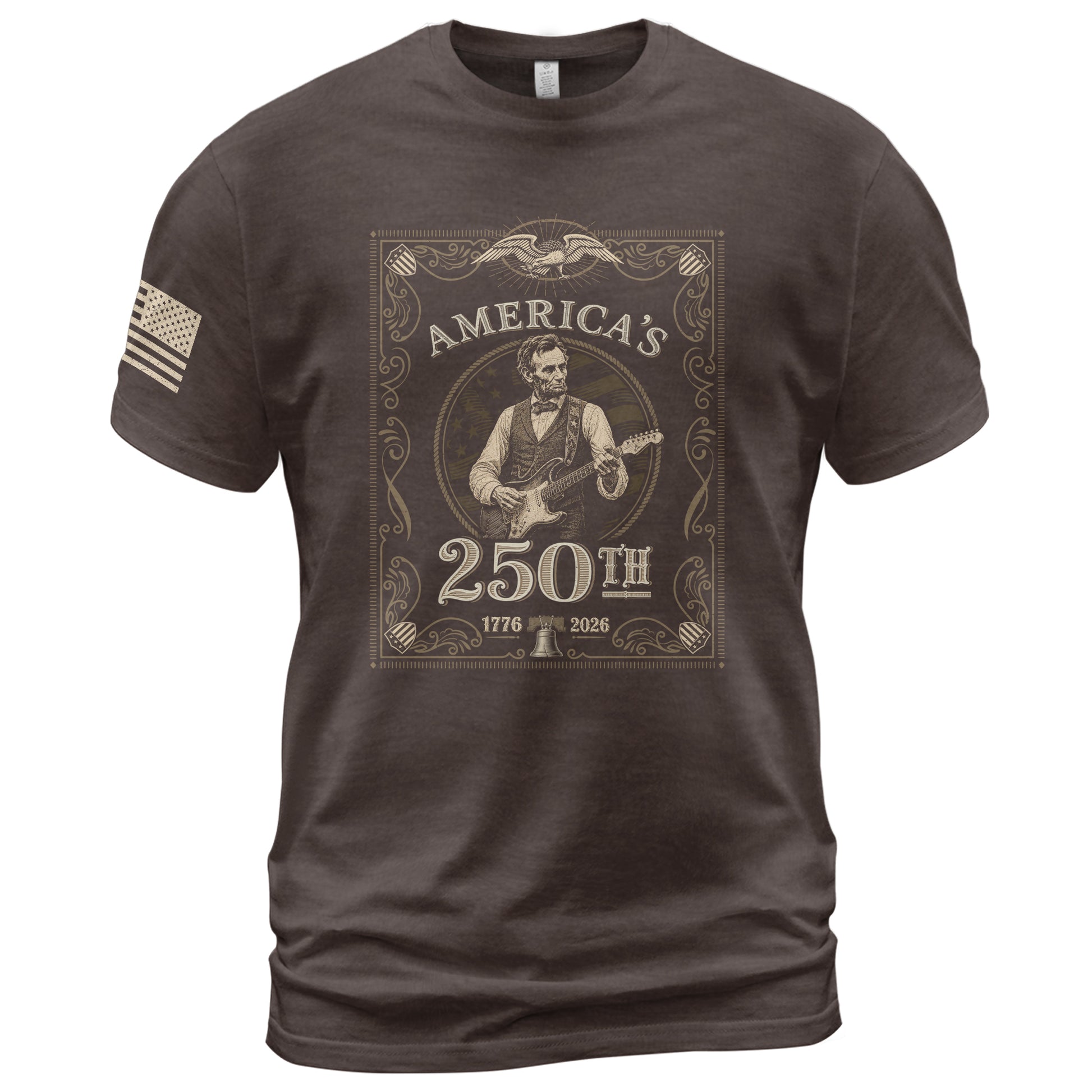 America’s 250th Anniversary Lincoln Playing Guitar Shirt 1776–2026 Vintage USA Independence - Rust Field Wear