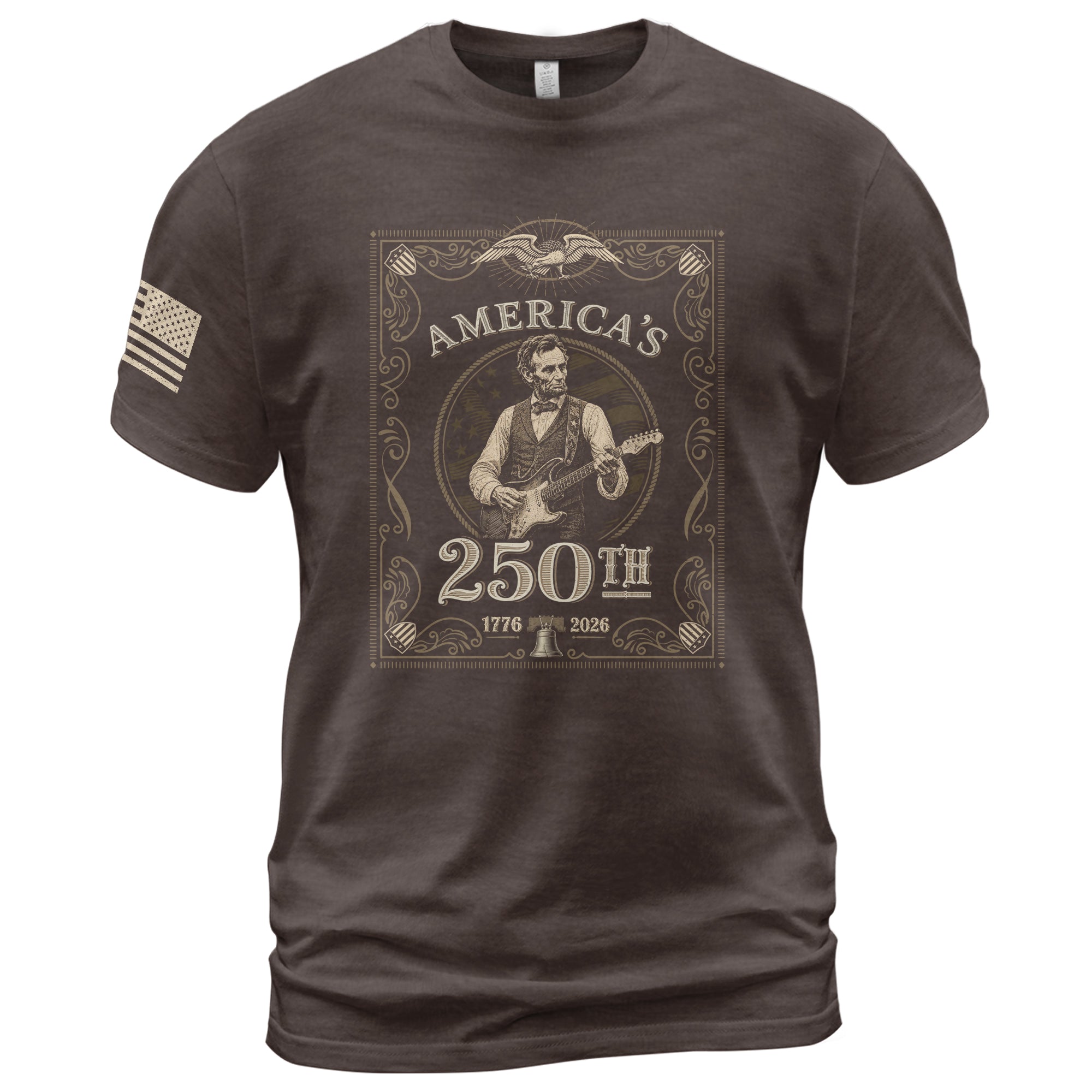 America’s 250th Anniversary Lincoln Playing Guitar Shirt 1776–2026 Vintage USA Independence - Rust Field Wear