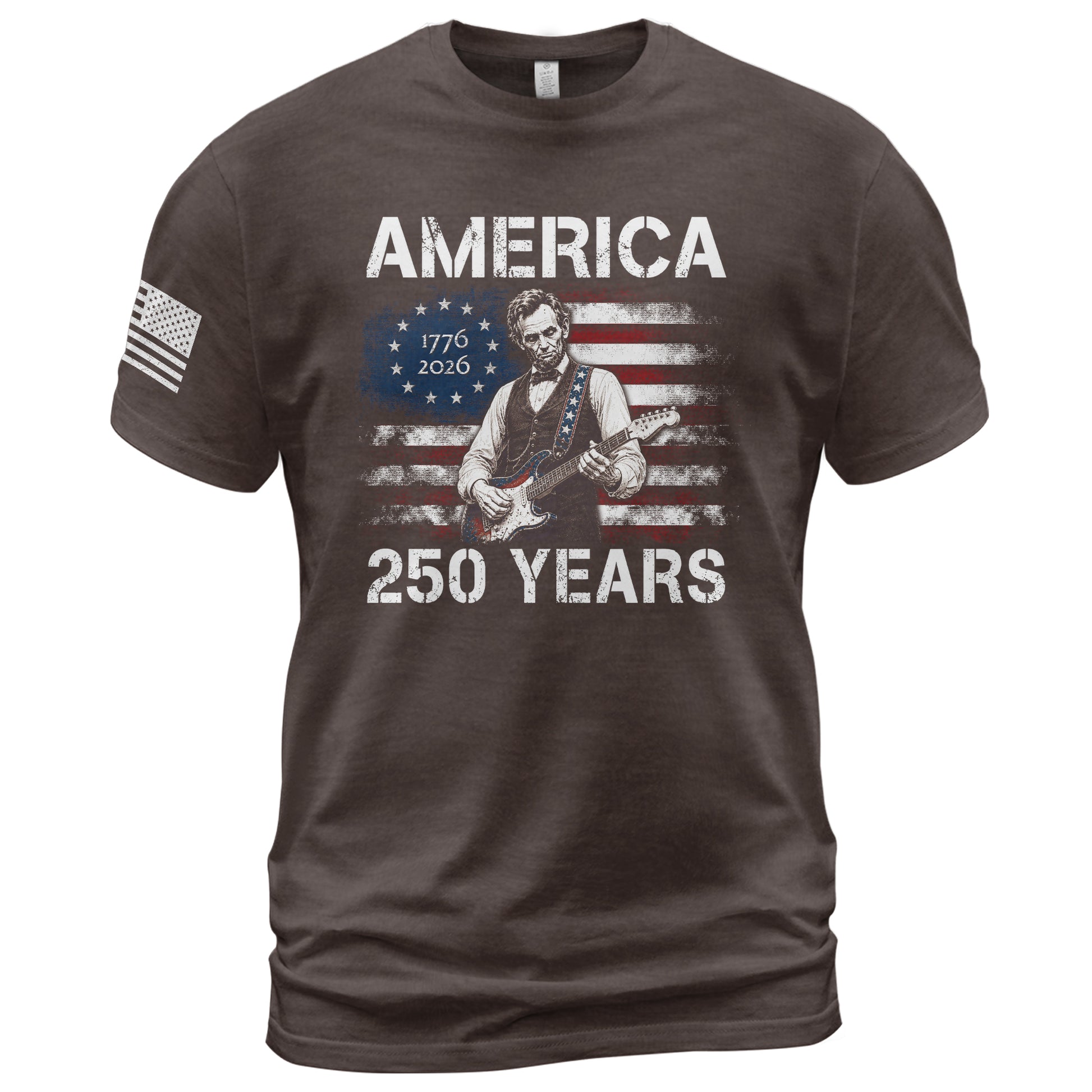 Vintage 1776 2026 Shirt Abraham Lincoln Playing Guitar US Flag Patriotic - Rust Field Wear