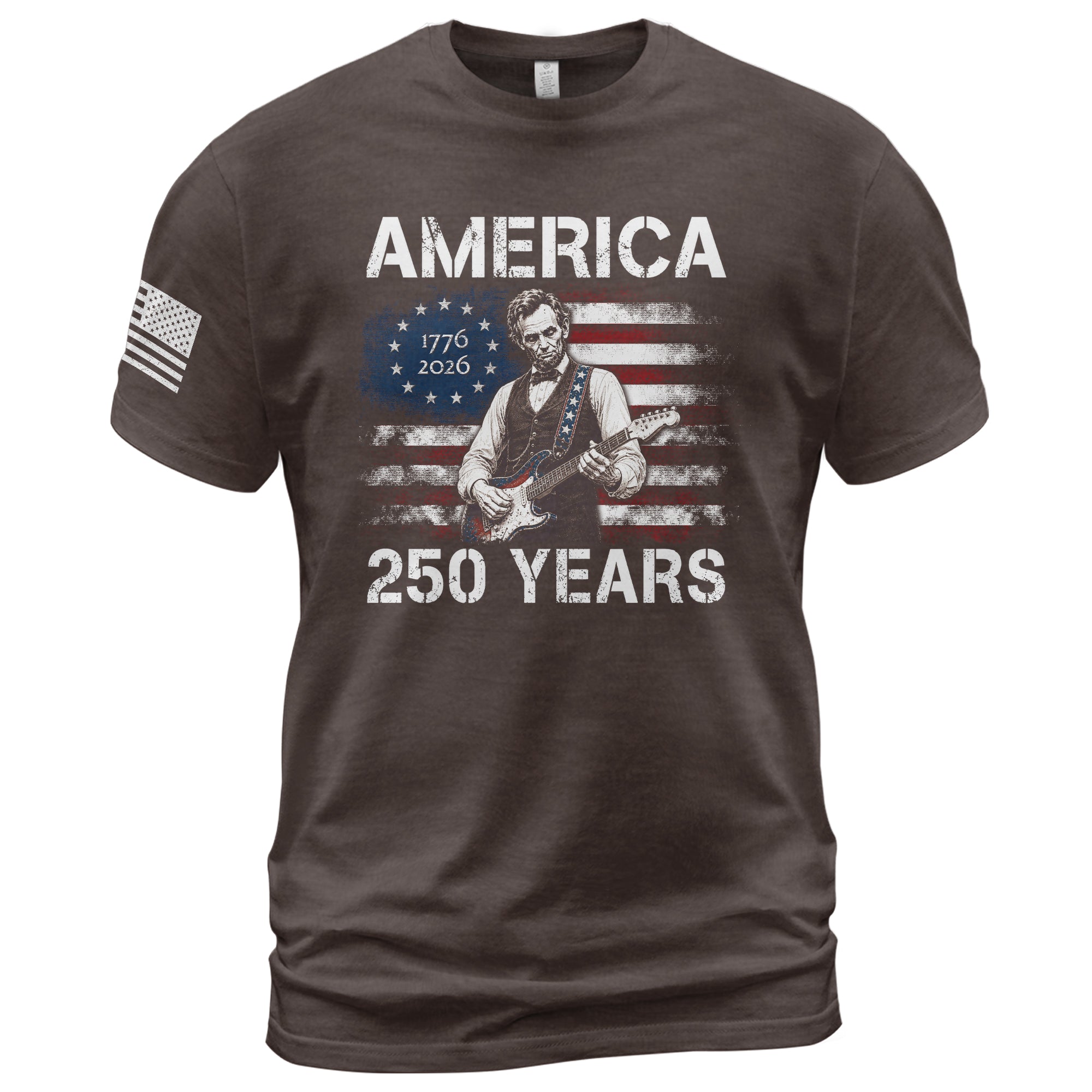 Vintage 1776 2026 Shirt Abraham Lincoln Playing Guitar US Flag Patriotic - Rust Field Wear