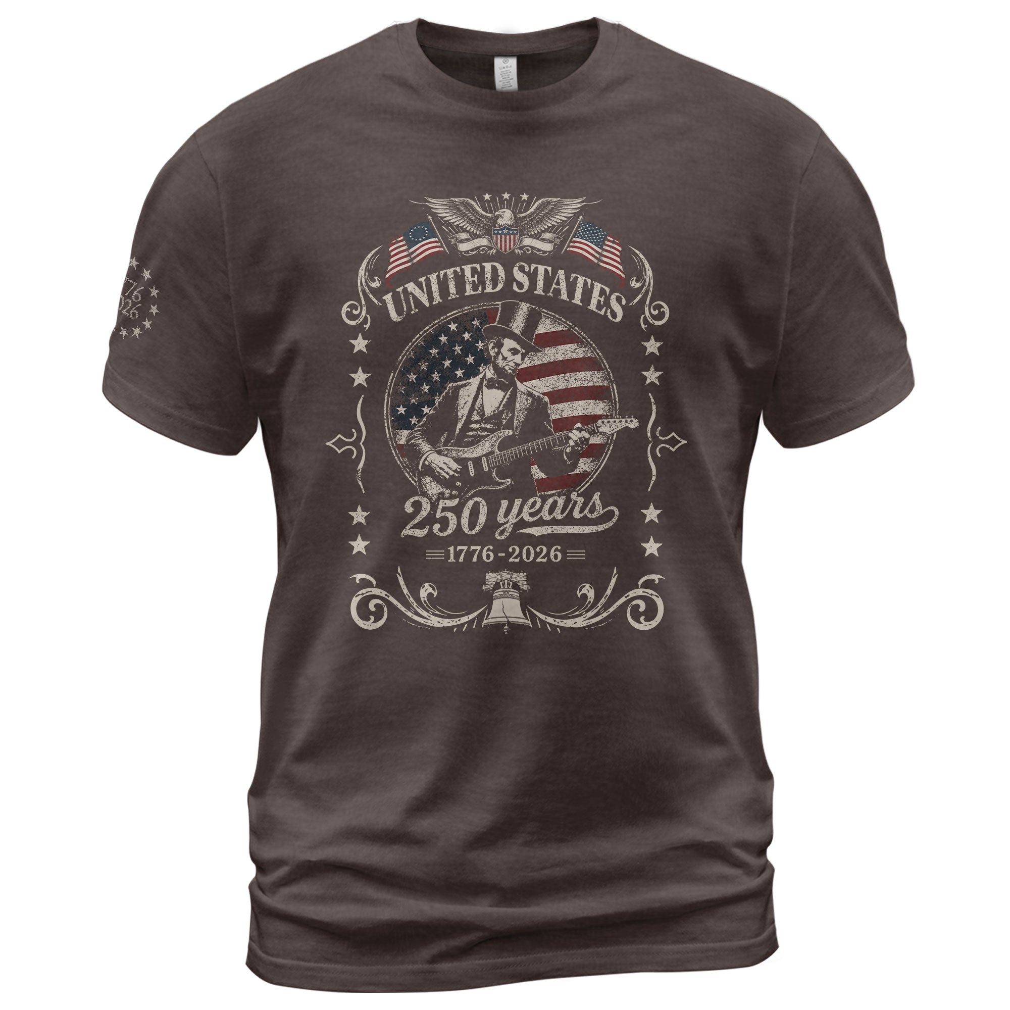 American Eagle Liberty Bell Lincoln Guitar Shirt Vintage 1776 2026 Patriotic Us Flag - Rust Field Wear