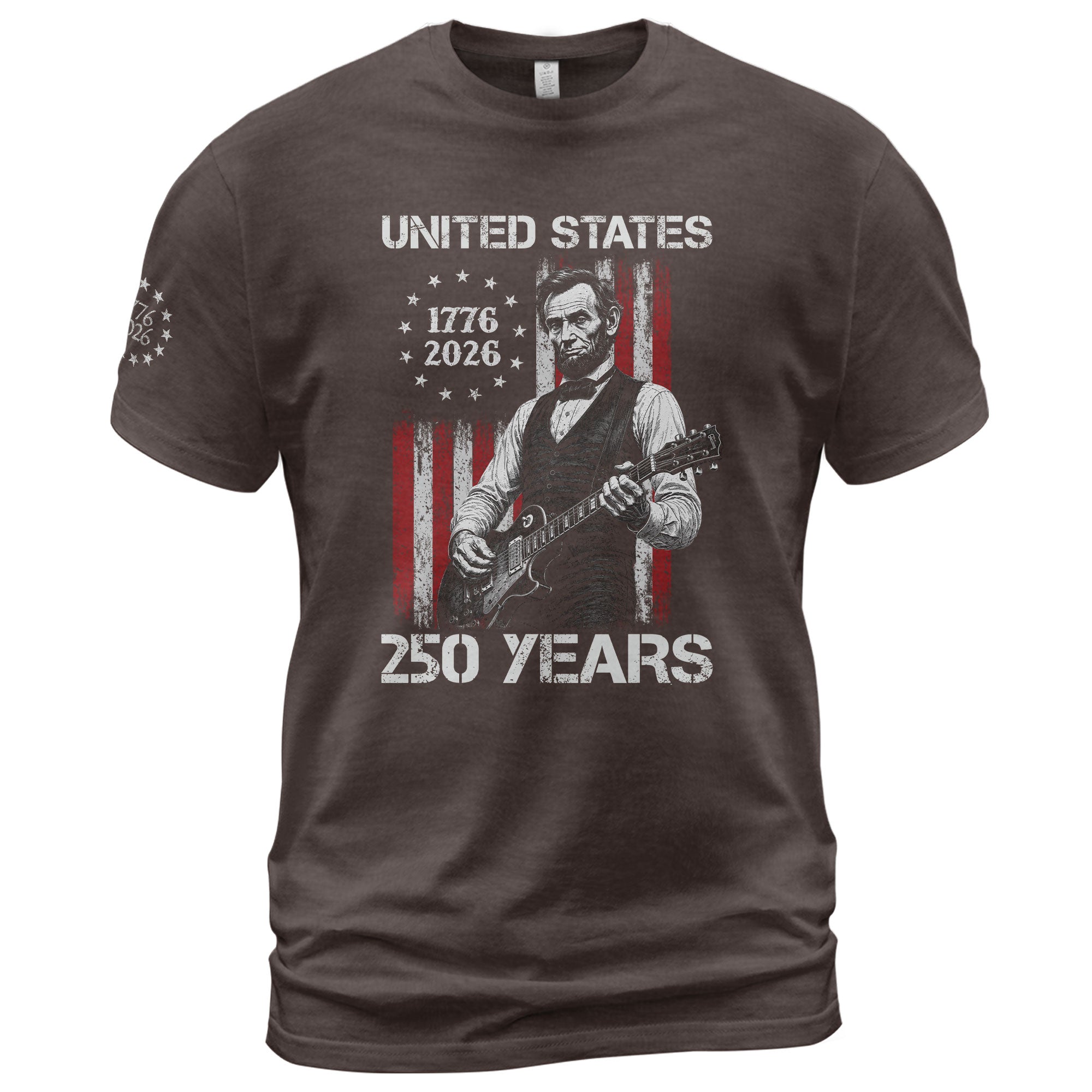 Betsy Ross Flag Lincoln Guitar Shirt Vintage 1776 2026 Patriotic US Flag 250 Years Tee - Rust Field Wear