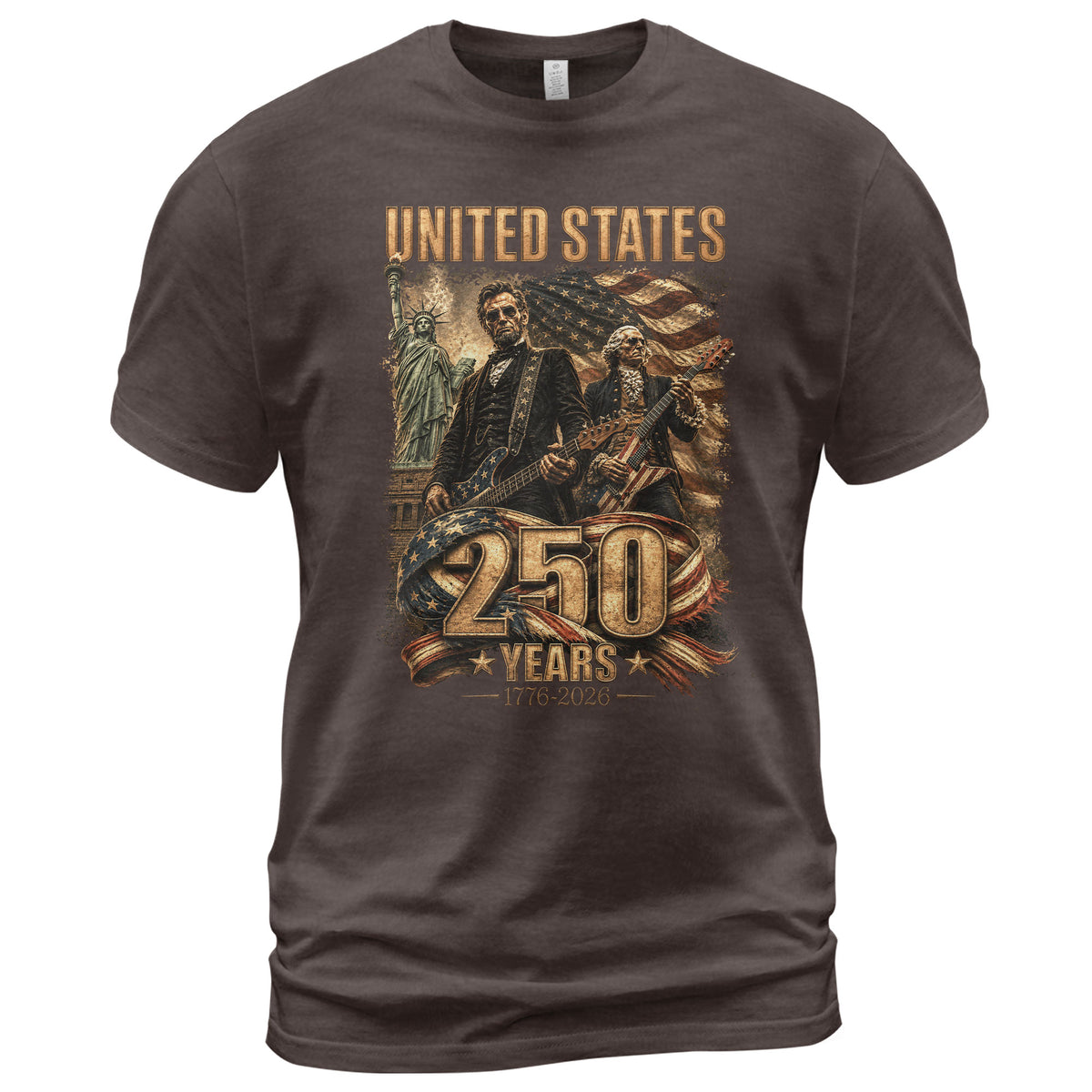 Patriotic 1776-2026 Presidents T Shirt - Lincoln Washington Graphic Unisex Top Item - Rust Field Wear