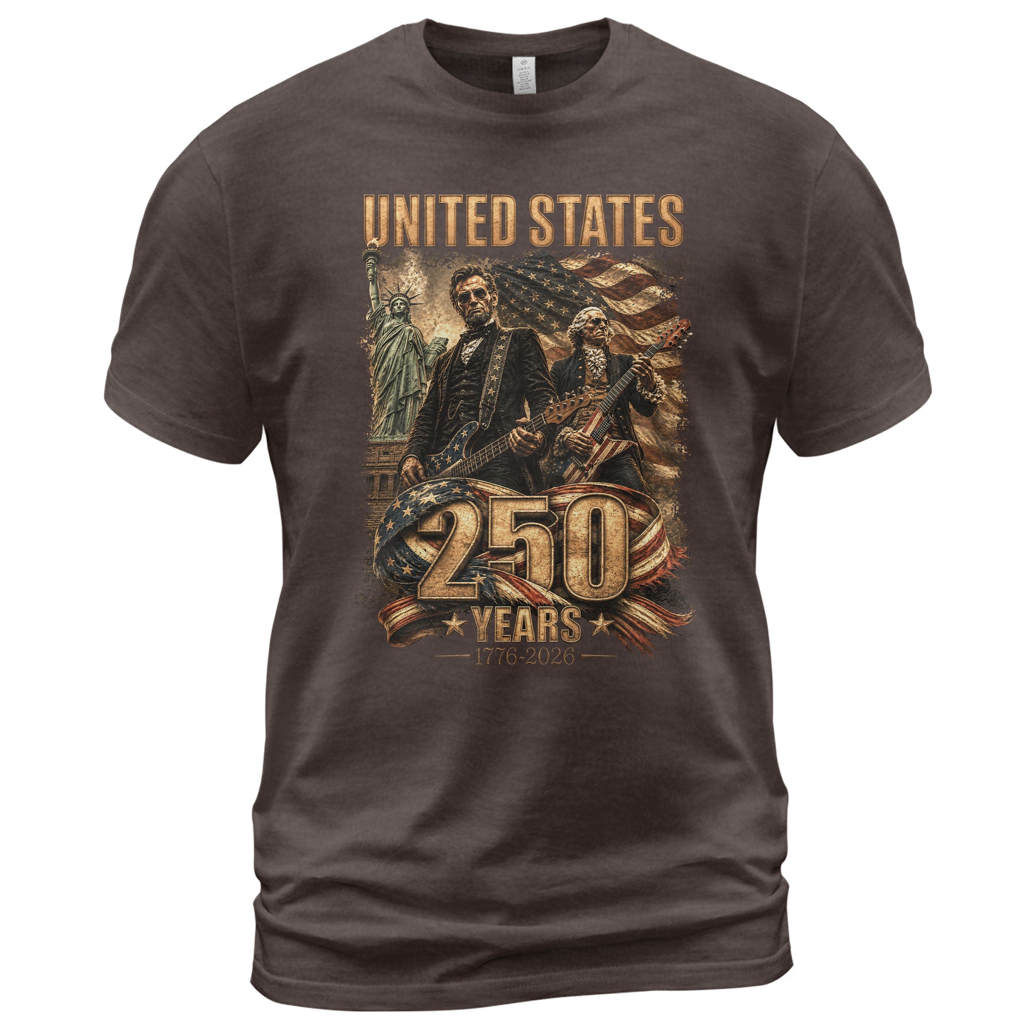 Patriotic 1776-2026 Presidents T Shirt - Lincoln Washington Graphic Unisex Top Item - Rust Field Wear