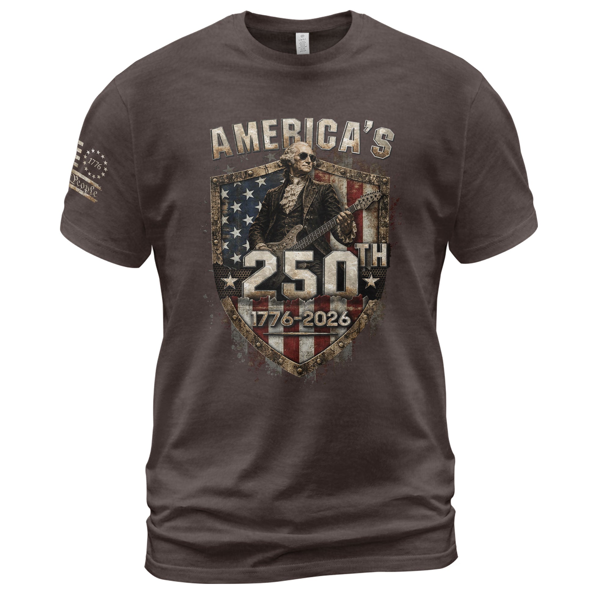 George Washington Guitar T-Shirt 1776-2026 Patriotic Graphic Tee Historical Anniversary Gift - Rust Field Wear