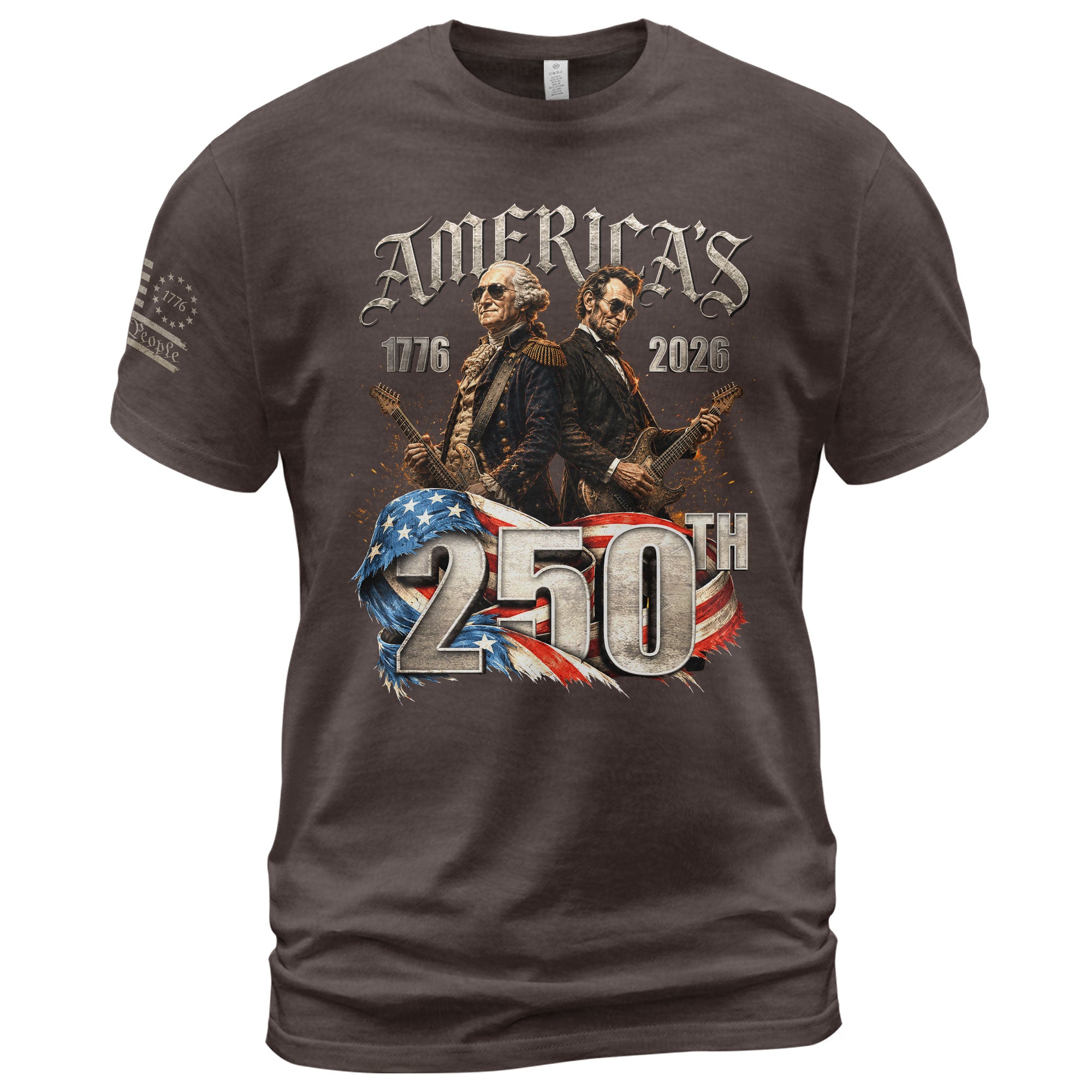 Washington Lincoln Guitar T-Shirt 1776-2026 Historical Patriotic Graphic Tee Anniversary Gift - Rust Field Wear