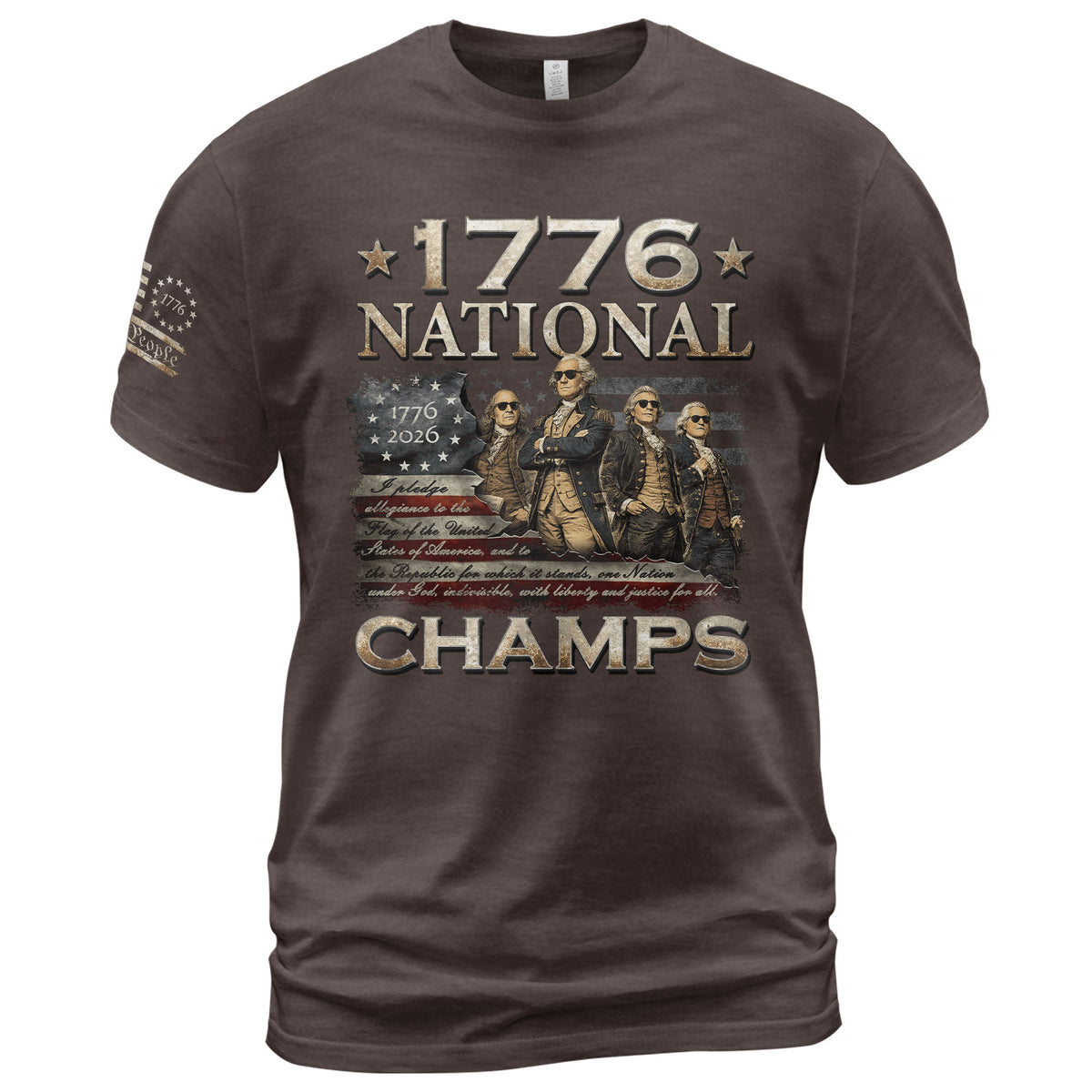 1776 National Champs T-Shirt Patriotic US Founding Fathers Fourth of July Graphic Tee - Rust Field Wear