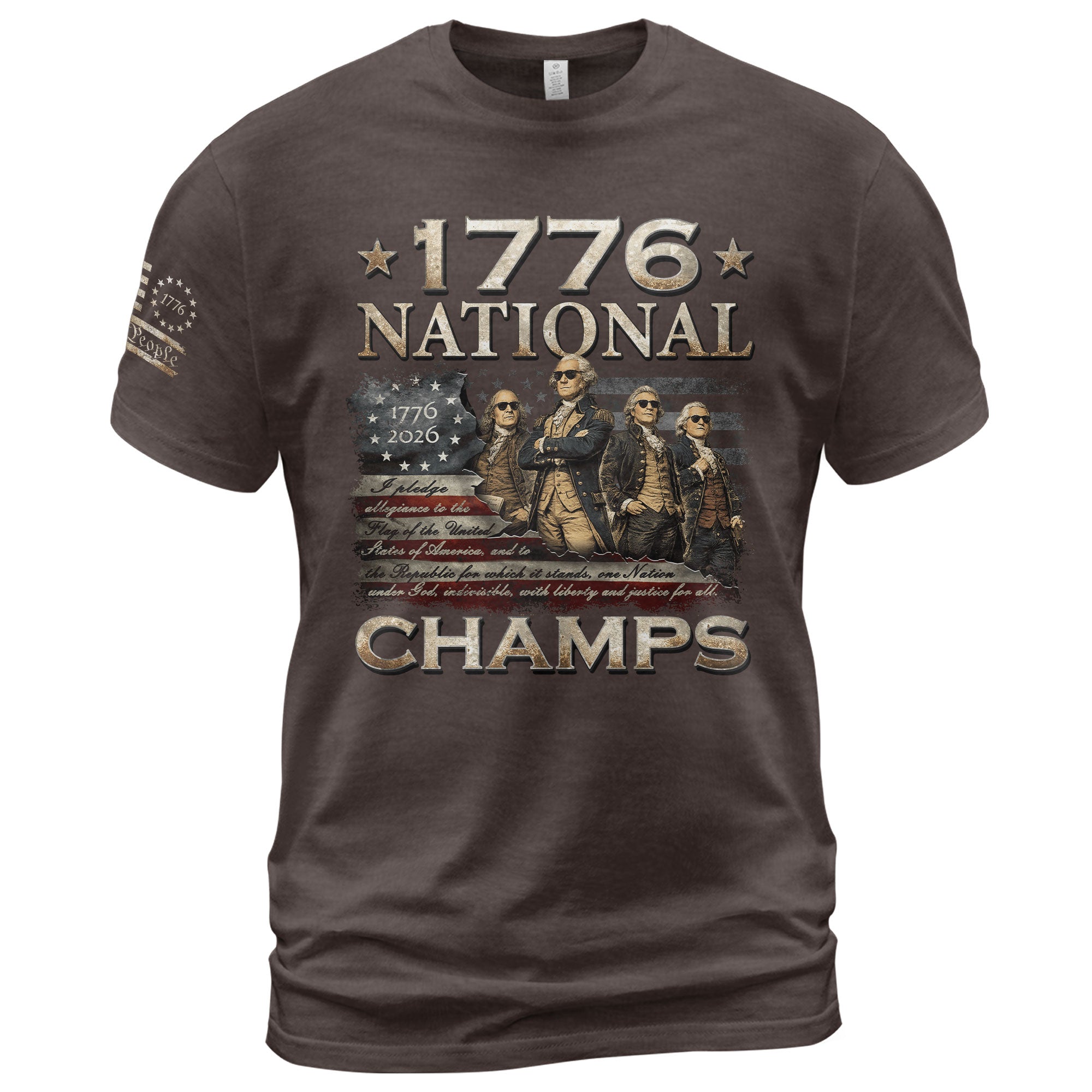 1776 National Champs T-Shirt Patriotic US Founding Fathers Fourth of July Graphic Tee - Rust Field Wear