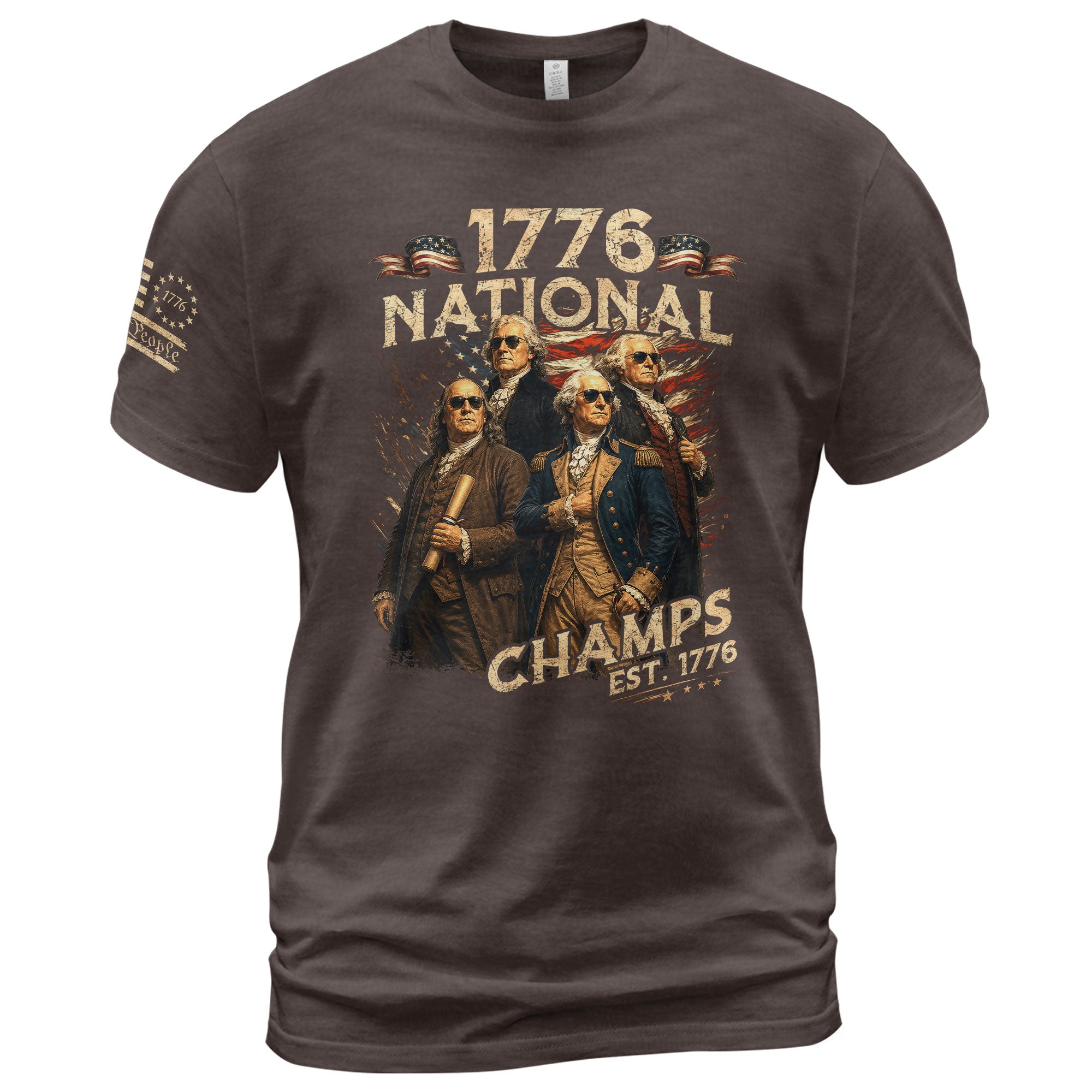 1776 National Champs T-Shirt Patriotic Founding Fathers 4th of July Vintage Graphic Tee - Rust Field Wear