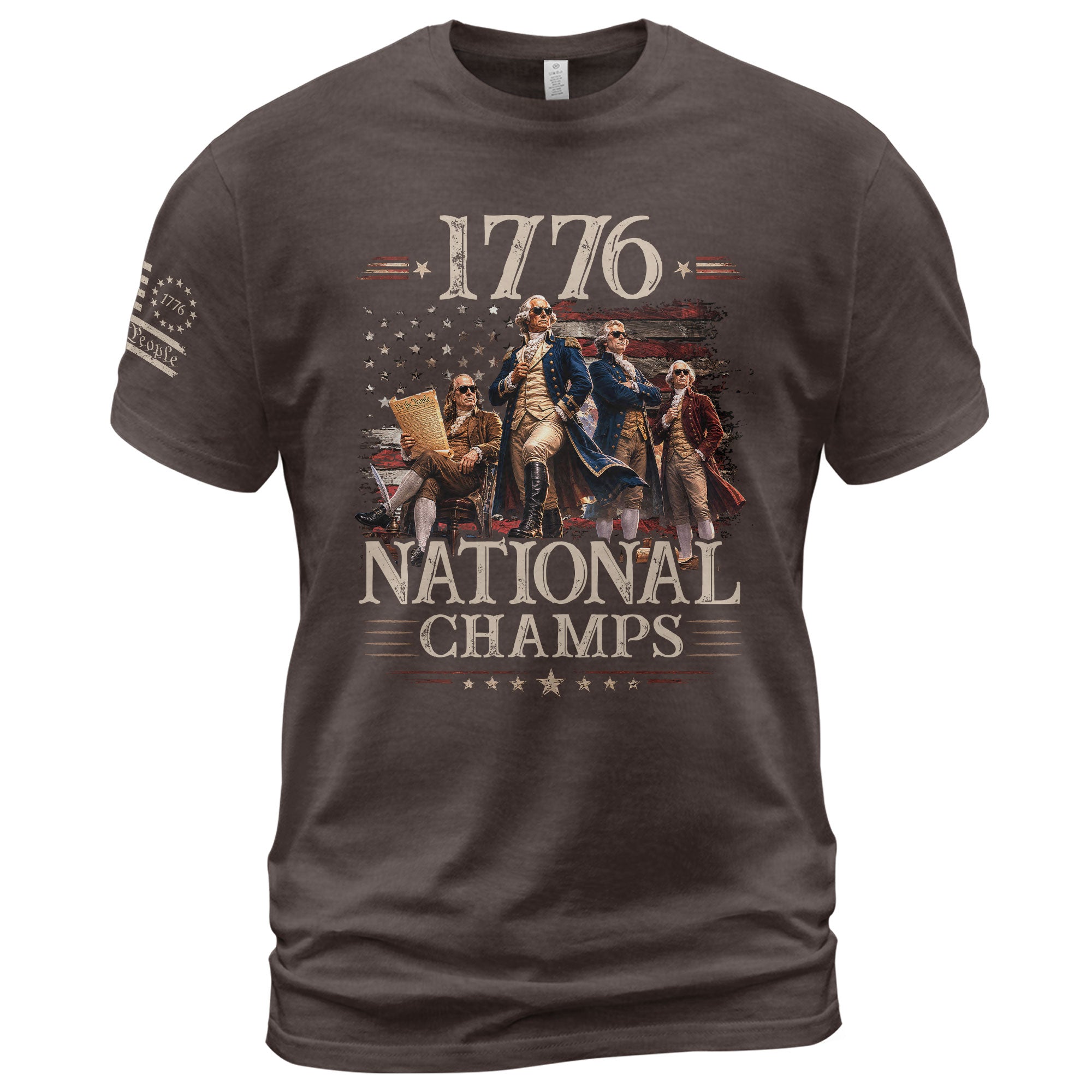 1776 National Champs Shirt Retro Independence Day Men American Pride Graphic Tee - Rust Field Wear
