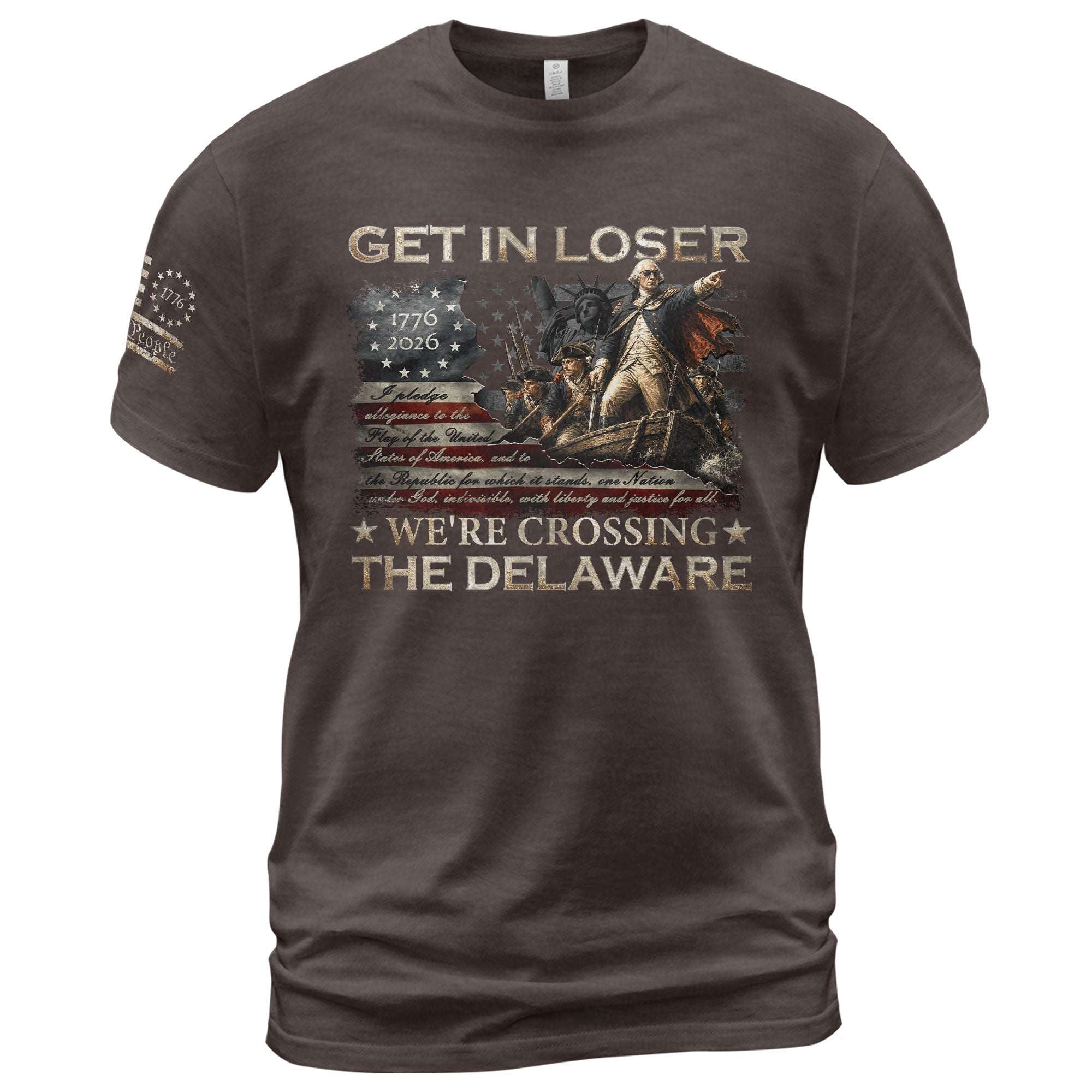 The Delaware Crossing Patriotic Tee - Historic 1776-2026 Commemorative Cotton Apparel - Rust Field Wear