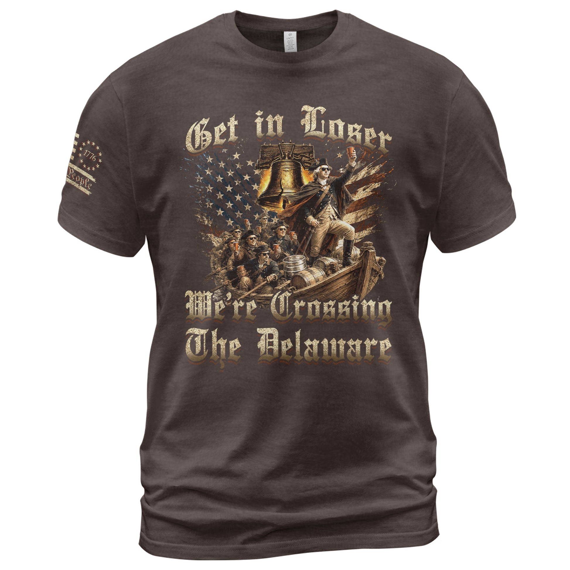 The Delaware Is Calling Graphic Tee - Funny Patriotic Historical George Washington Cotton Shirt - Rust Field Wear