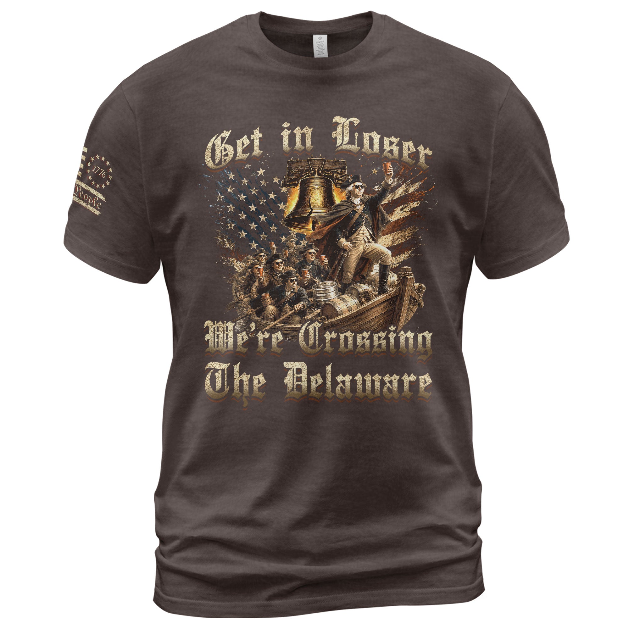 The Delaware Is Calling Graphic Tee - Funny Patriotic Historical George Washington Cotton Shirt - Rust Field Wear