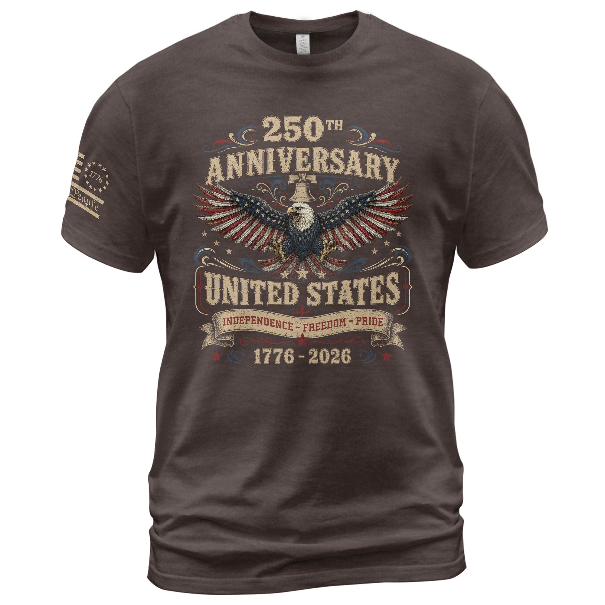 US 250th Anniversary Eagle Shirt 1776-2026 Patriotic Graphic Tee Independence Apparel - Rust Field Wear