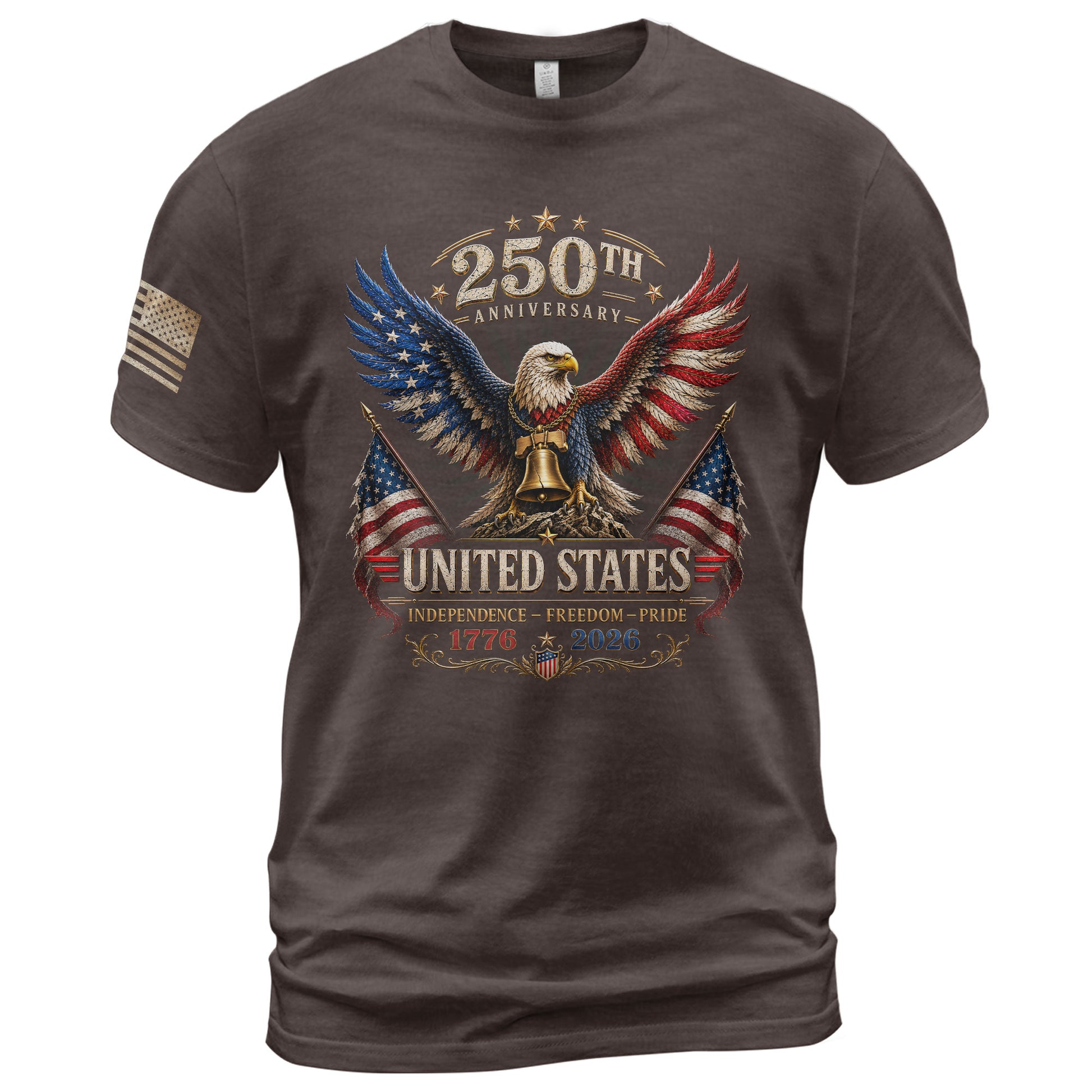 Patriotic Eagle Flag Shirt 250th Anniversary 1776-2026 United States Graphic Tee Apparel - Rust Field Wear